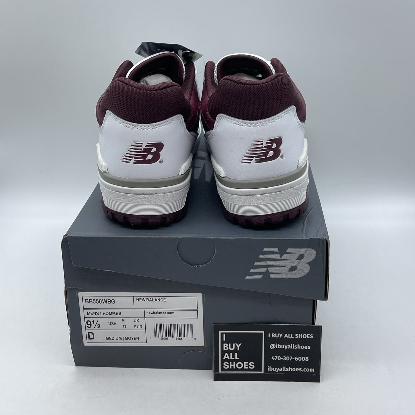 Size 9.5 - New Balance 550 Burgundy Turquoise White Leather (BB550WBG)