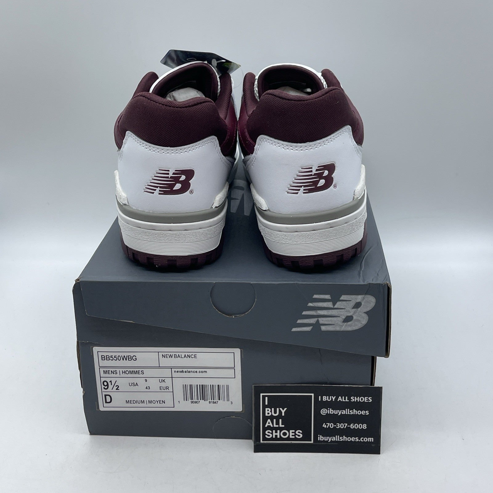 Size 9.5 - New Balance 550 Burgundy Turquoise White Leather (BB550WBG)