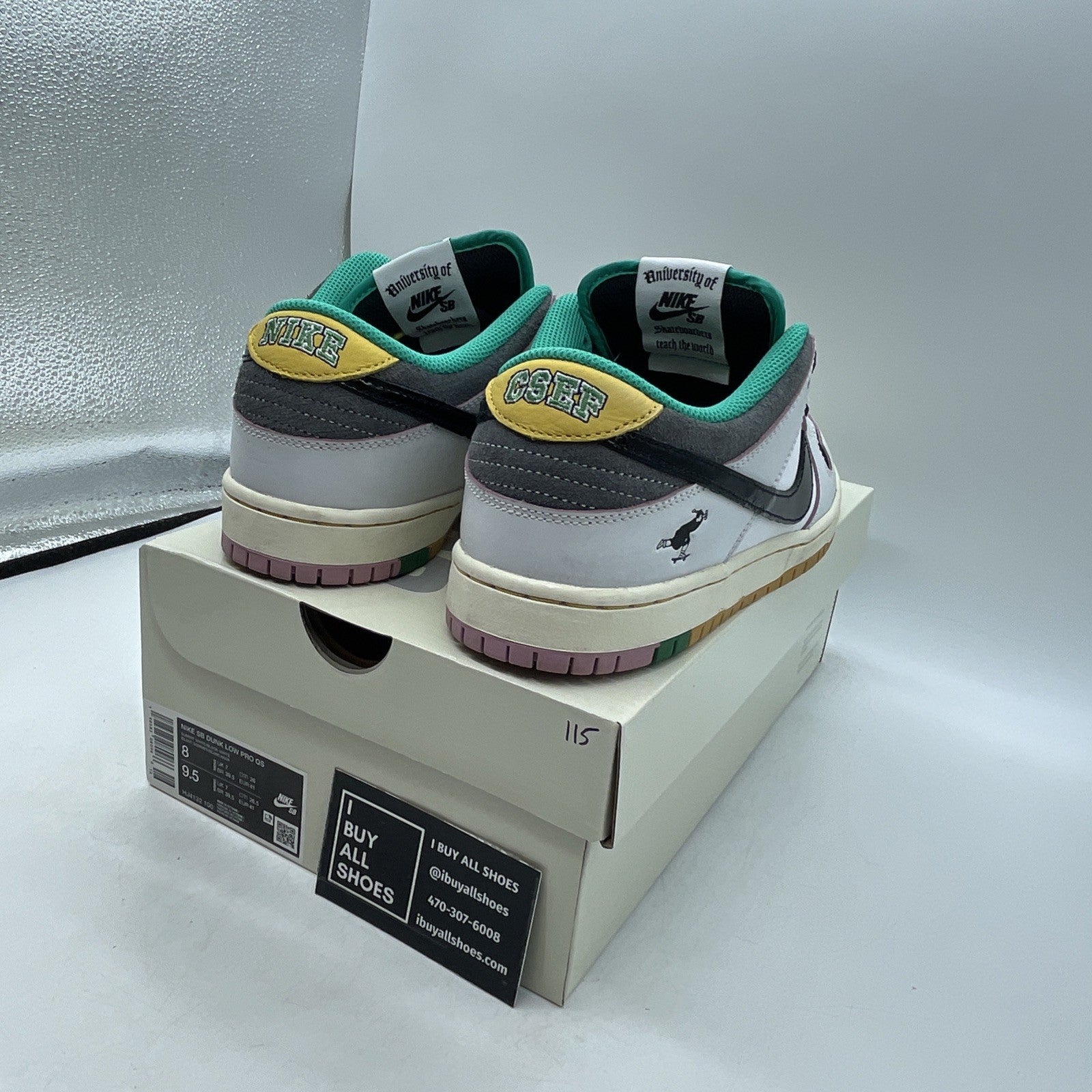 Size 8 - CSEF x Nike Dunk SB Low White Clear Emerald (HJ4132-100)