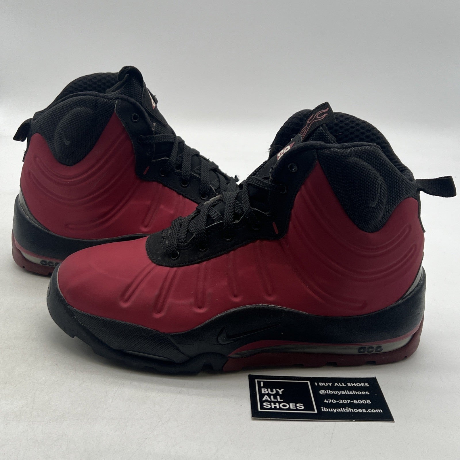 Size 7 - Nike Air Bakin Posite Red Black Womens (415116-601)