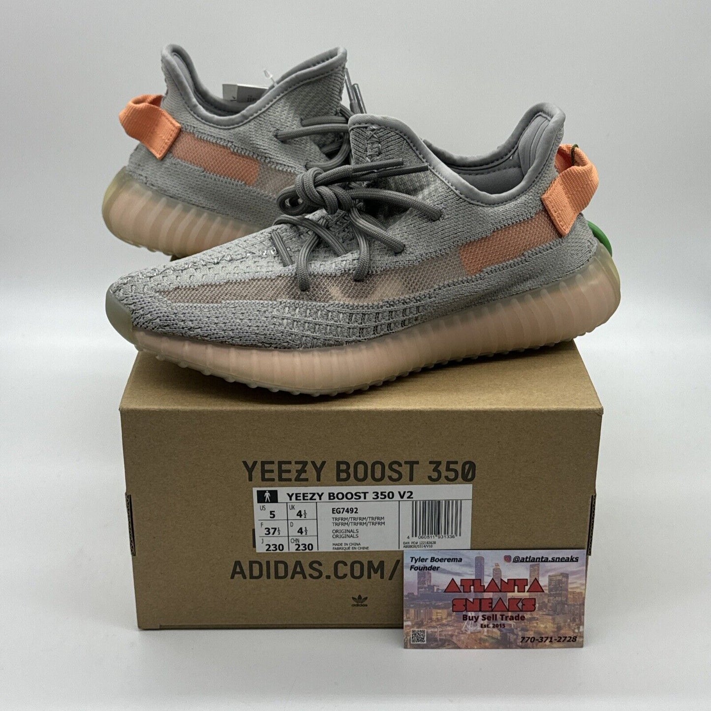 Size 5 - adidas Yeezy Boost 350 V2 True Form Orange Grey Boost Kanye Icy Cream