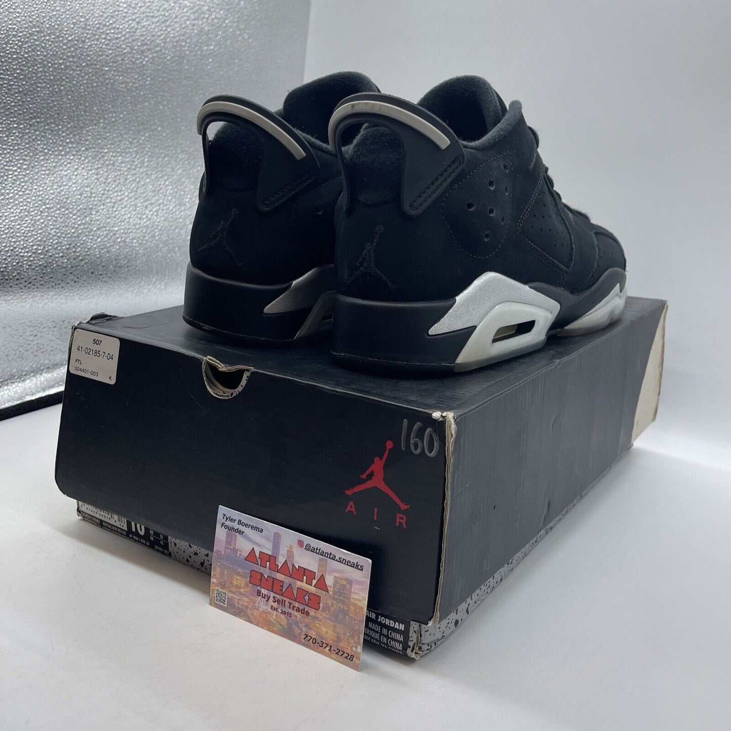 Size 10 - Air Jordan 6 Retro Low Chrome Black (304401-003)