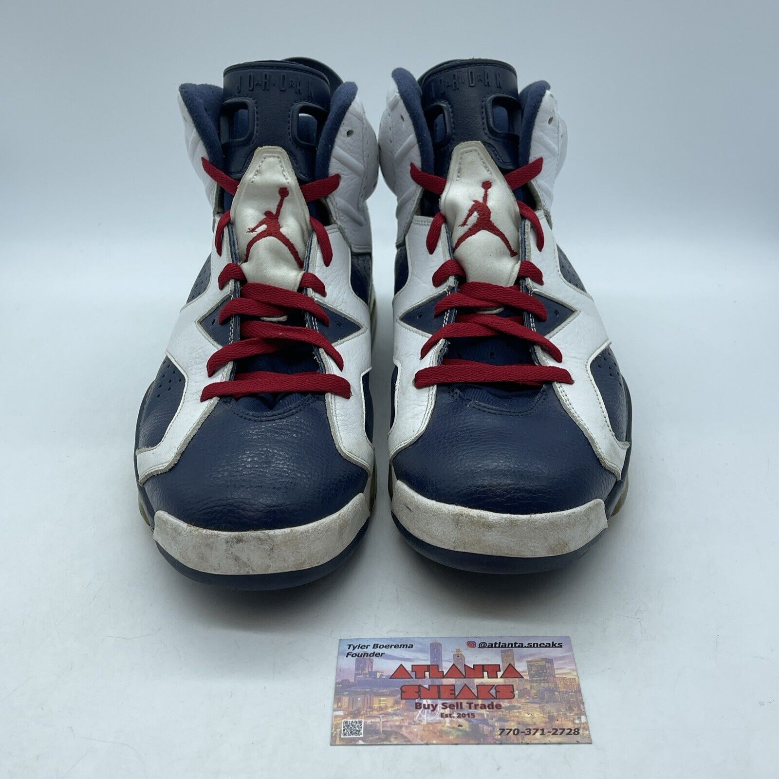 Size 11.5 - Air Jordan 6 Retro 2012 Olympic White Blue Red Leather (384664-130)
