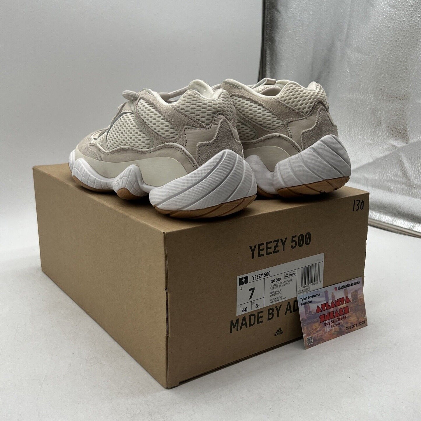 Size 7 - Adidas YEEZY 500 Stone Taupe Shoes (ID1600) White Gum Suede