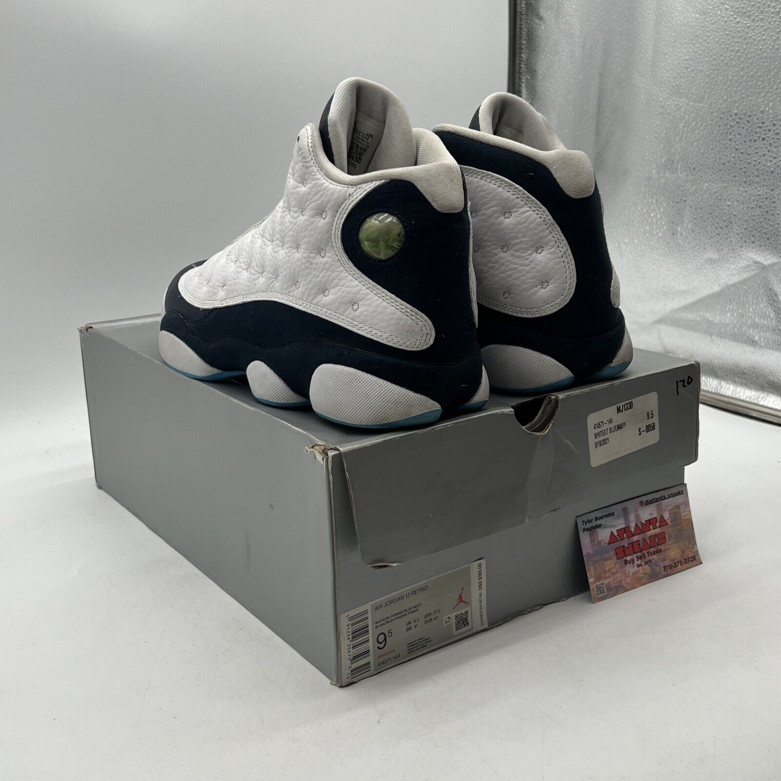 Size 9.5 - Jordan 13 Retro Obsidian White Navy Leather (414571-144)