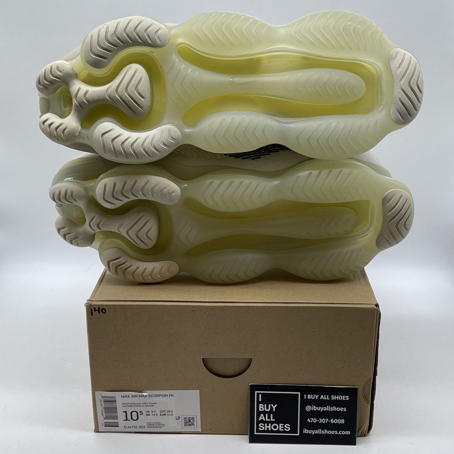 Size 10.5 - Nike Air Max Scorpion Flyknit Lemon Wash Black Suede (DJ4701-001)