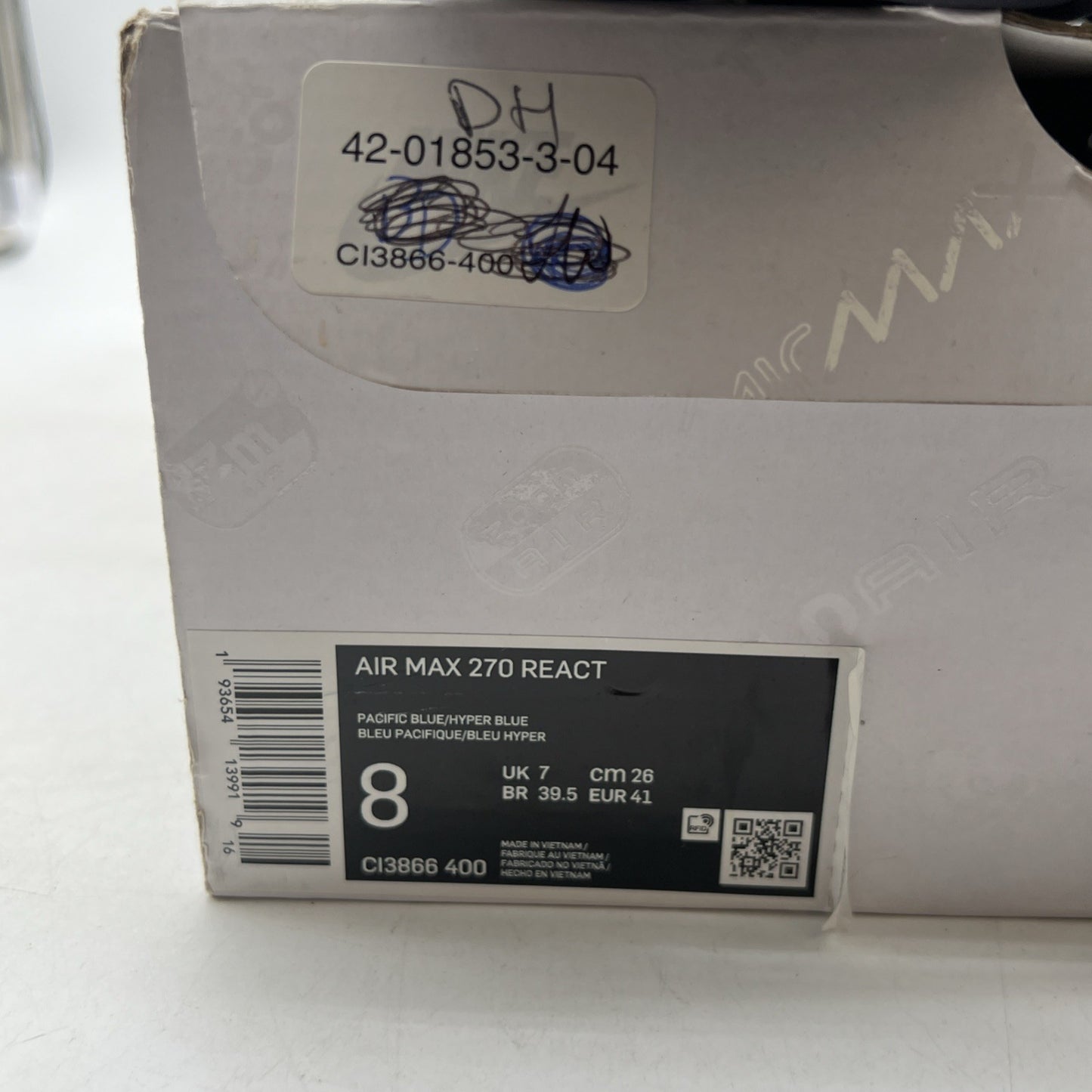 Size 8 - Nike Air Max 270 React Pacific Blue (CL3866-400)