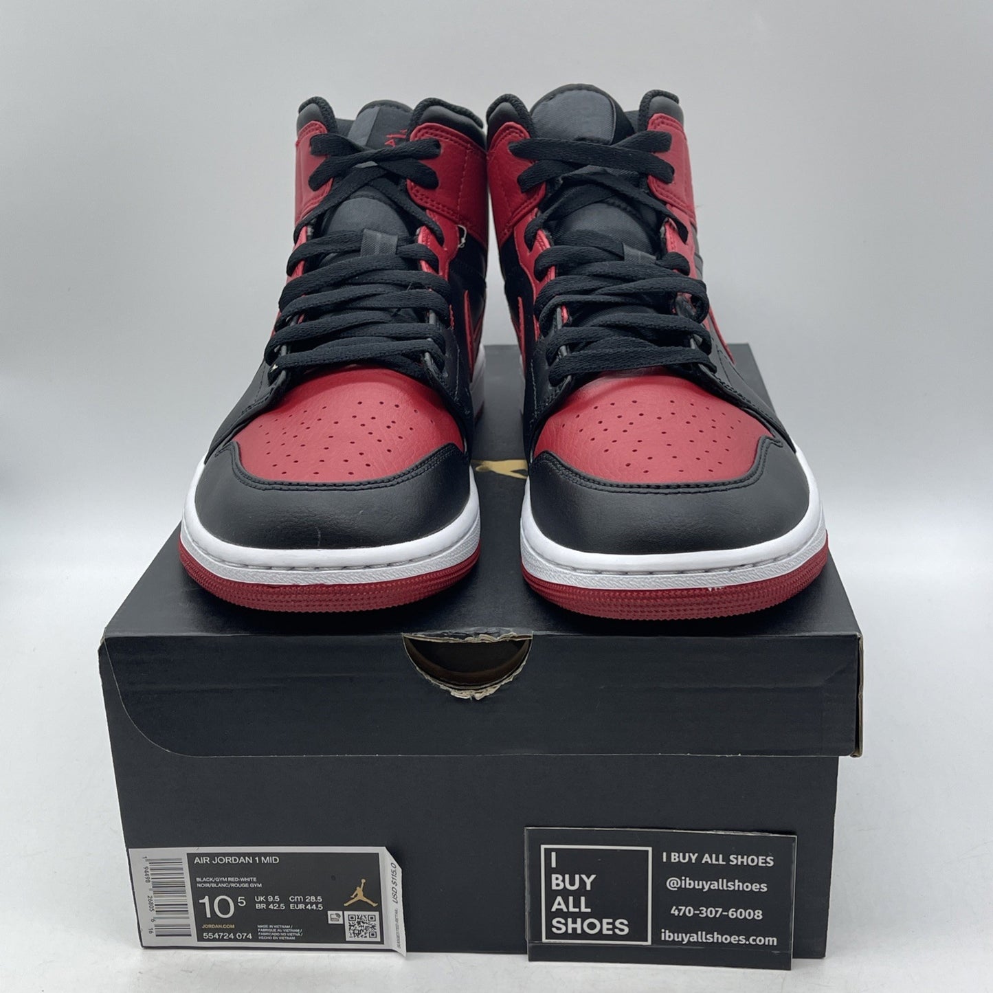 Size 10.5 - Air Jordan 1 Mid Banned 2020 (554724-074)