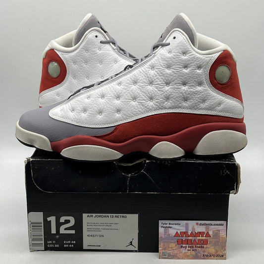 Size 12 - Air Jordan 13 Retro 2014 Grey Toe White Grey Red Leather Suede