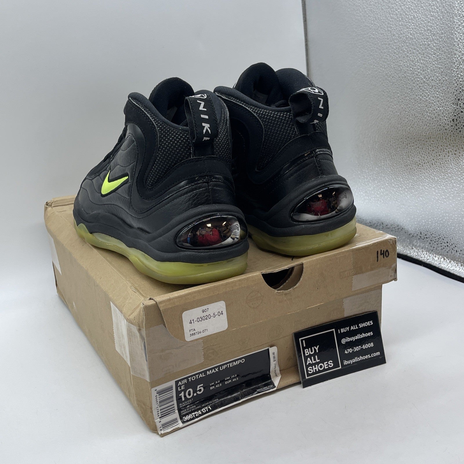 Size 10.5 - Nike Air Total Max Uptempo LE Black Volt Suede (366724-071)