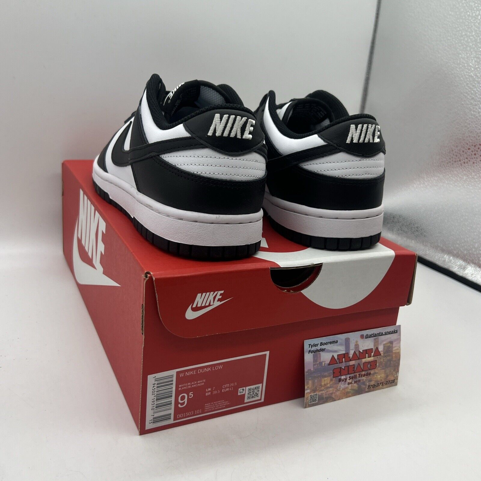 Size 9.5 - Nike Dunk Low Black White W Brand New Og All