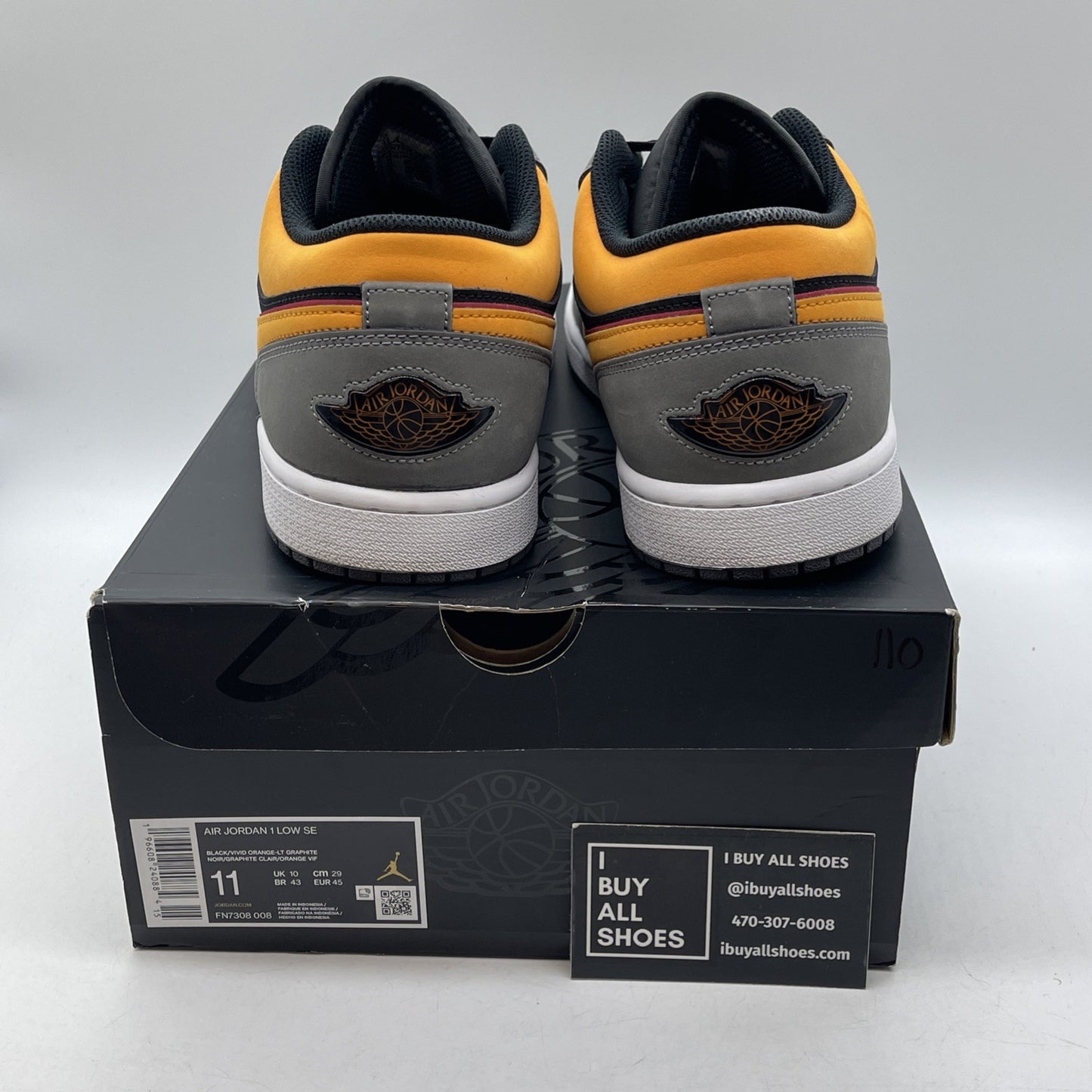 Size 11 - Air Jordan 1 SE Low Vivid Orange Black Grey Suede (FN7308-008)