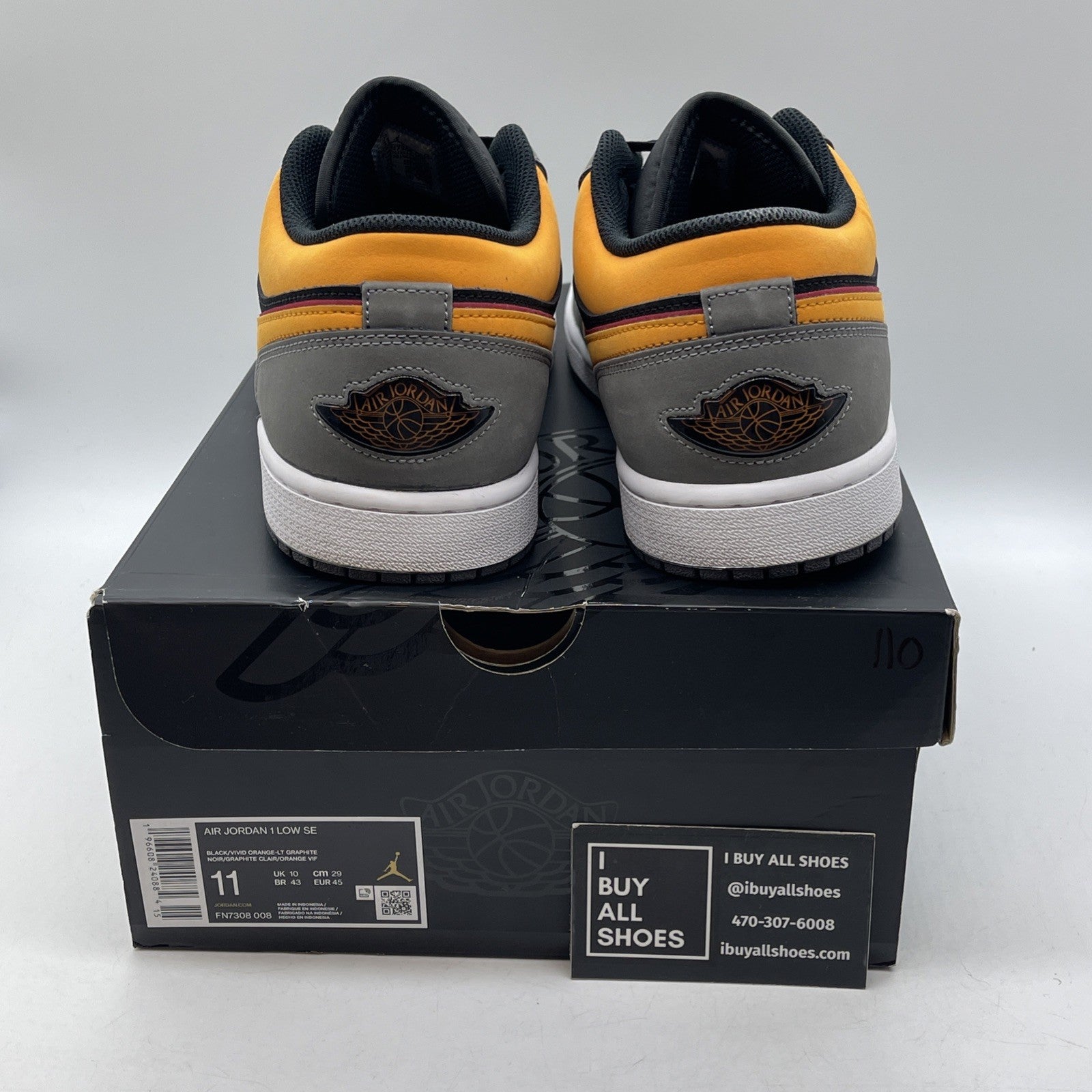 Size 11 - Air Jordan 1 SE Low Vivid Orange Black Grey Suede (FN7308-008)