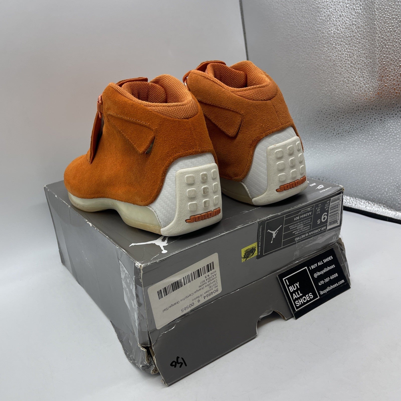 Size 9.5 - Air Jordan 18 Retro Orange Suede White (AA2494-801)
