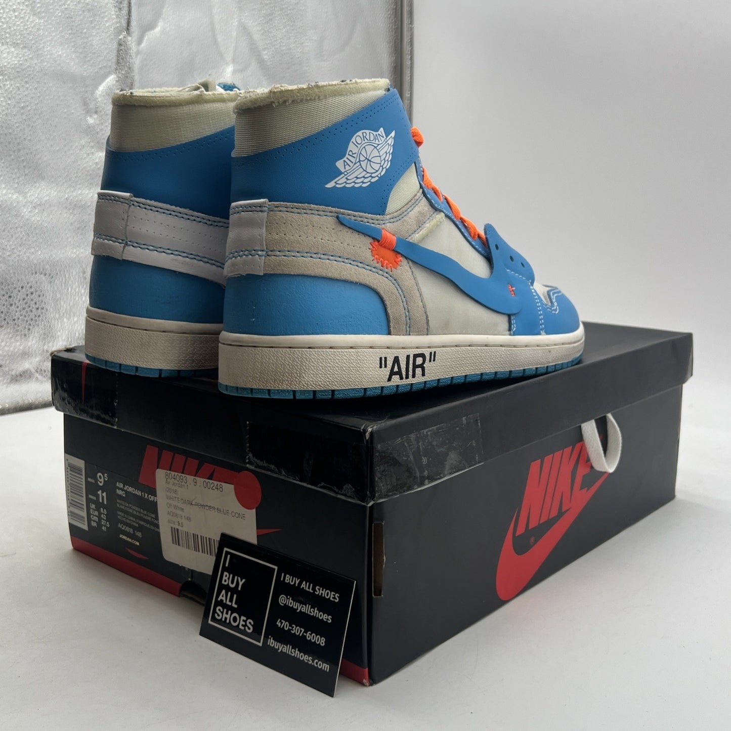 Size 9.5 - Air Jordan 1 Retro OG x Off-White High UNC (AQ0818-148)