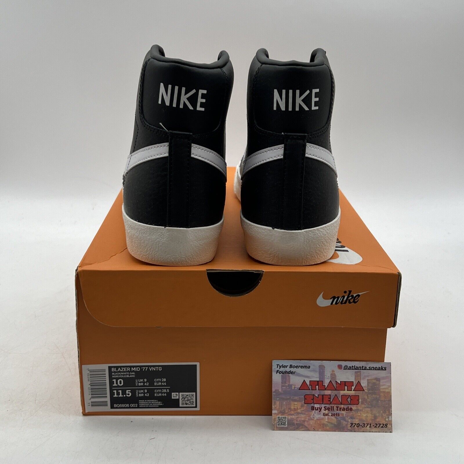 Size 10 - Nike Blazer '77 Vintage Mid Black Sail Leather (BQ6806-002)