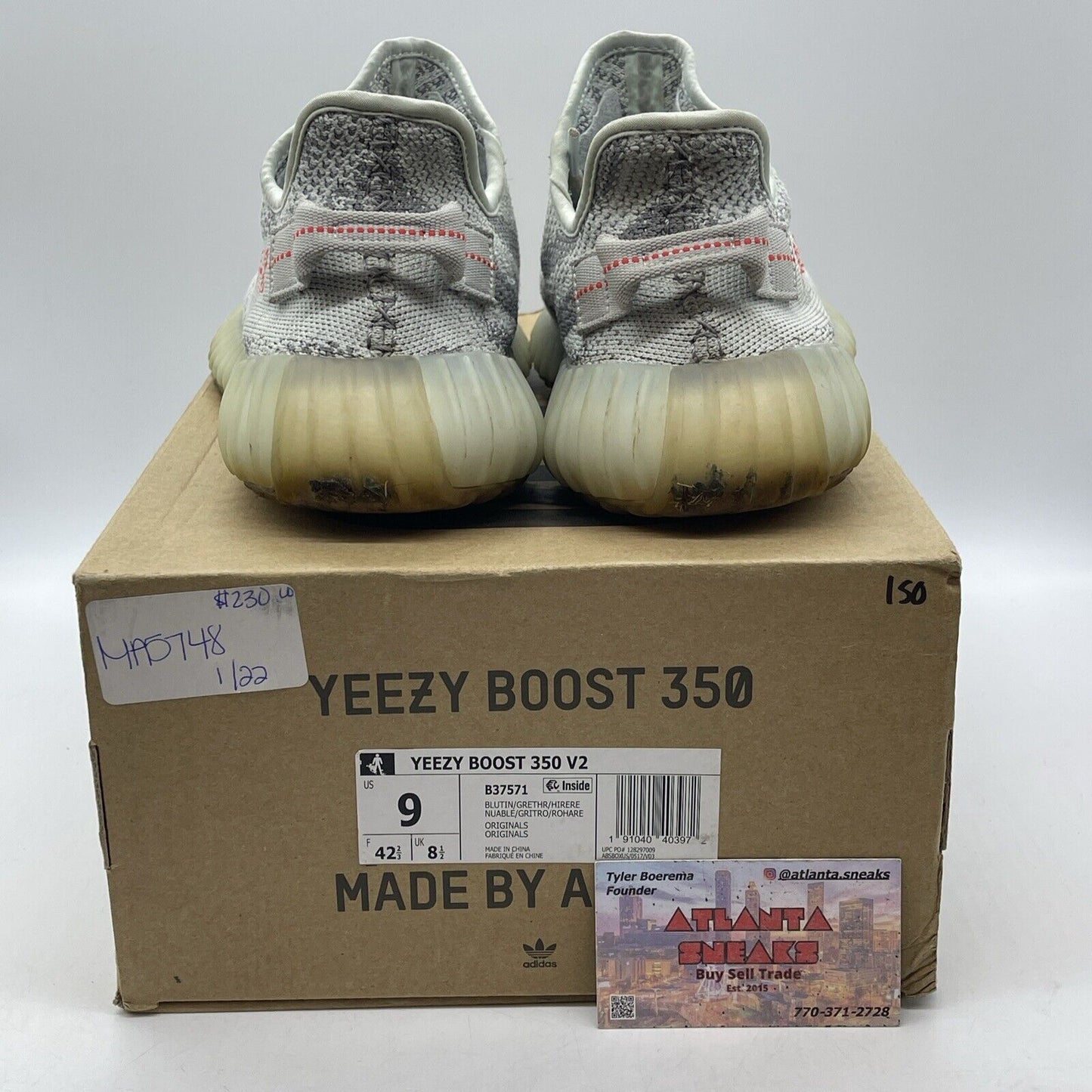 Size 9 - adidas Yeezy Boost 350 V2 Low Blue Tint Grey Red Suede (B37571)