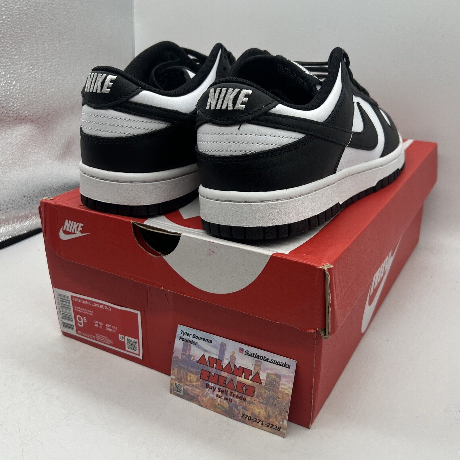 Size 9.5 - Nike Dunk Low Black White Brand New Og All