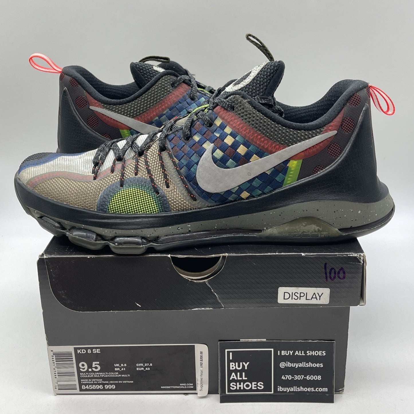 Size 9.5 - Nike KD 8 SE What The Black Blue Brown Suede Leather (845896-999)