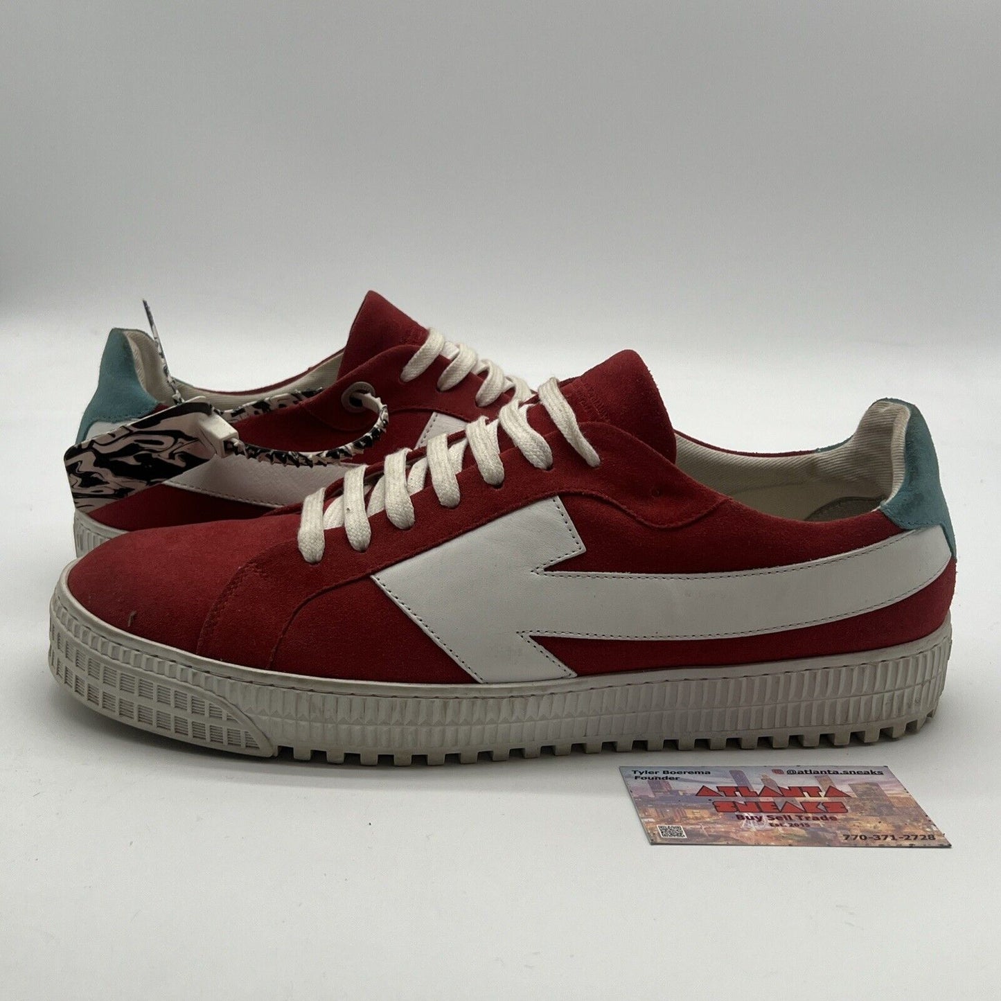 Size 12 - Off-White Arrow Leather/Canvas suede Sneakers Red