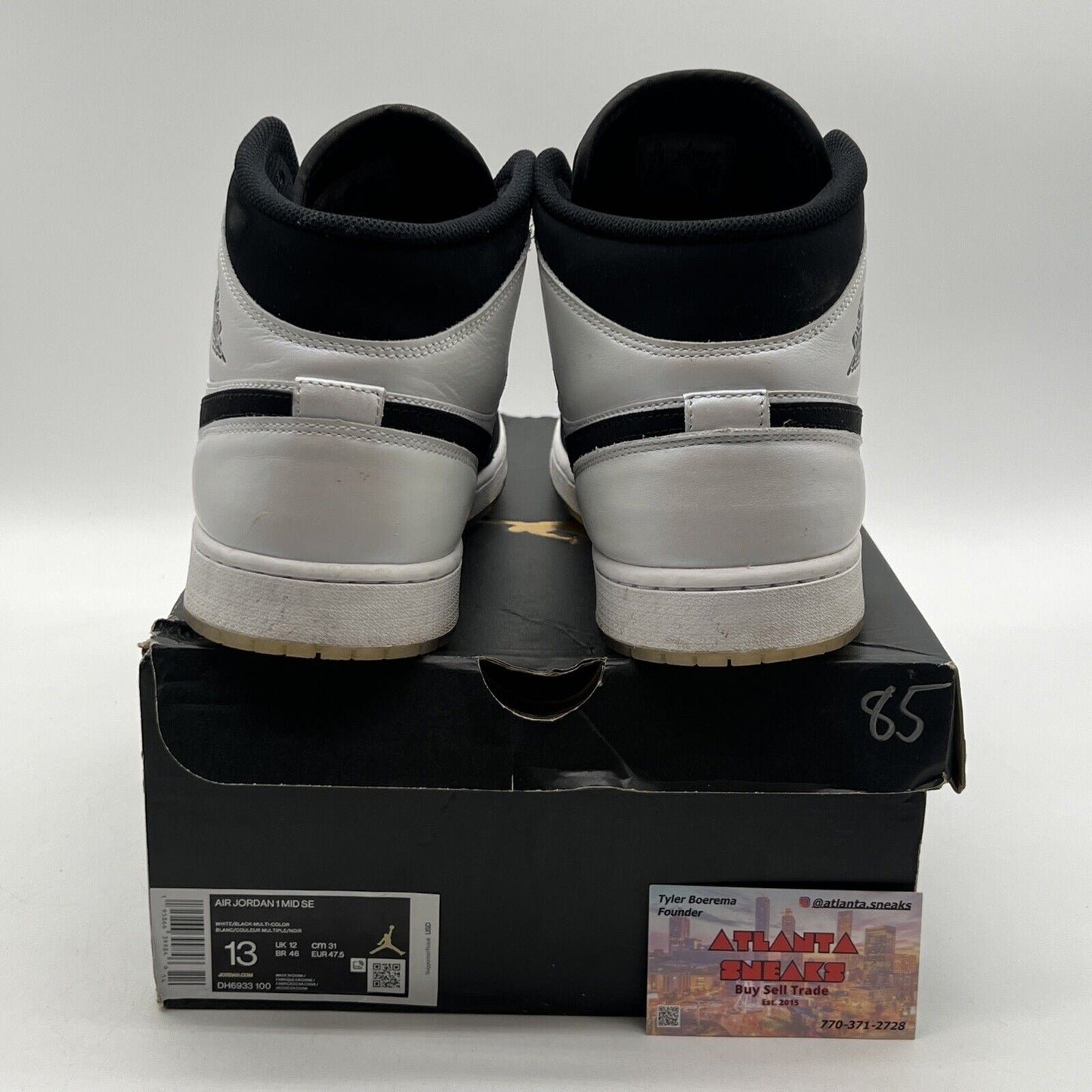 Size 13 - Jordan 1 Mid SE Diamond Black White Leather Suede  (DH6933-100)