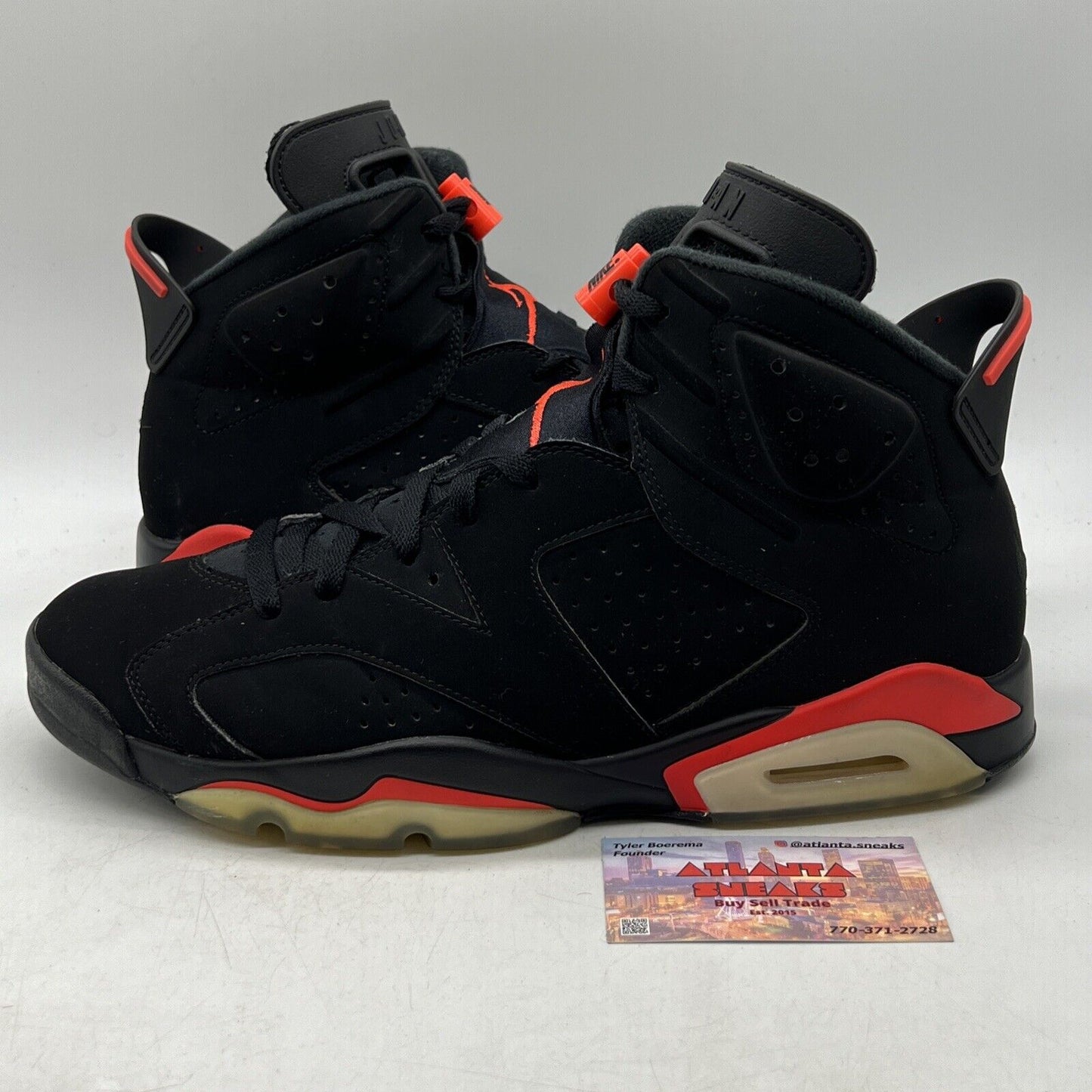 Size 11.5 - Jordan 6 Retro Mid Infrared Black Red Suede (384664-060)