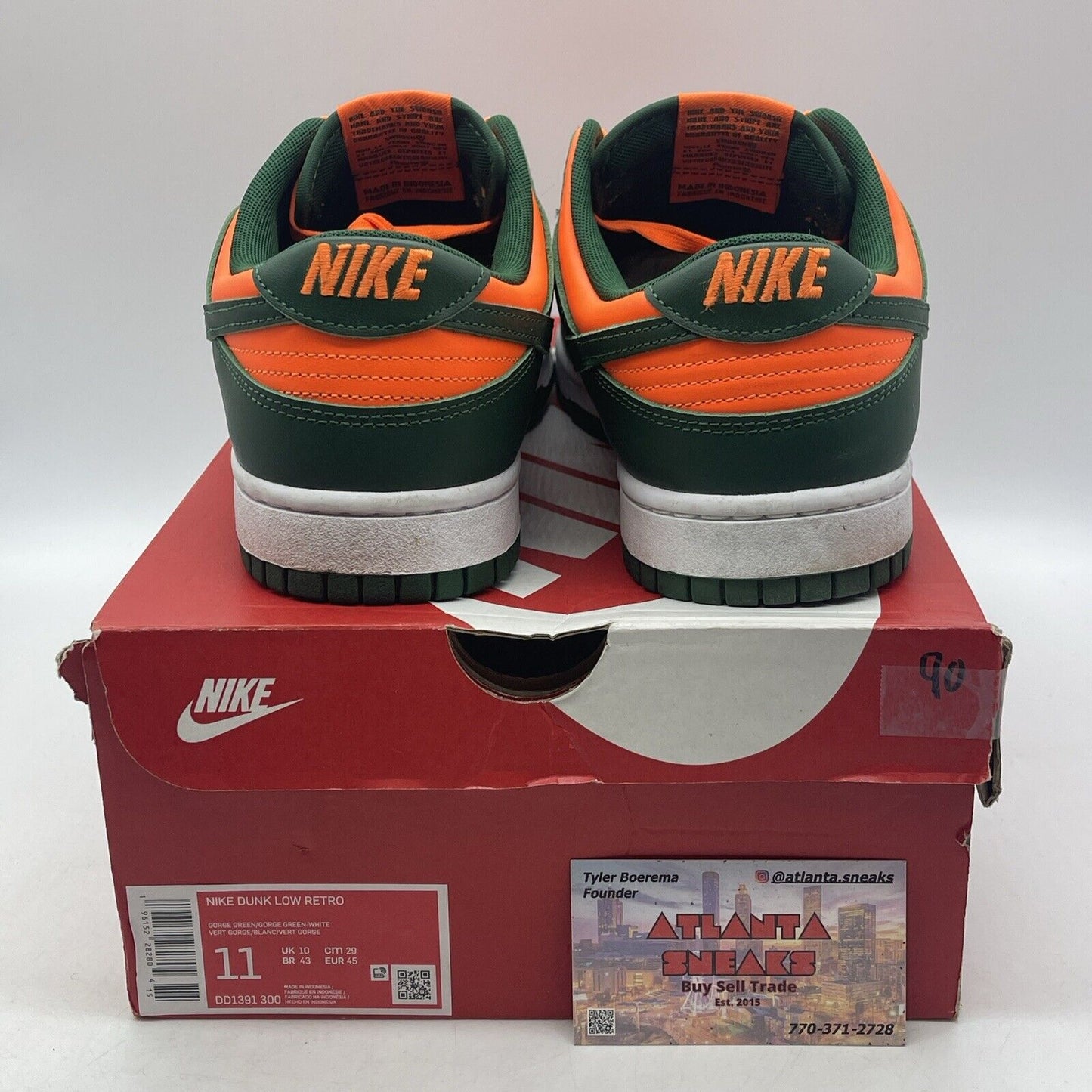 Size 11 - Nike Dunk Low Miami Hurricanes Green Orange Leather (DD1391-300)