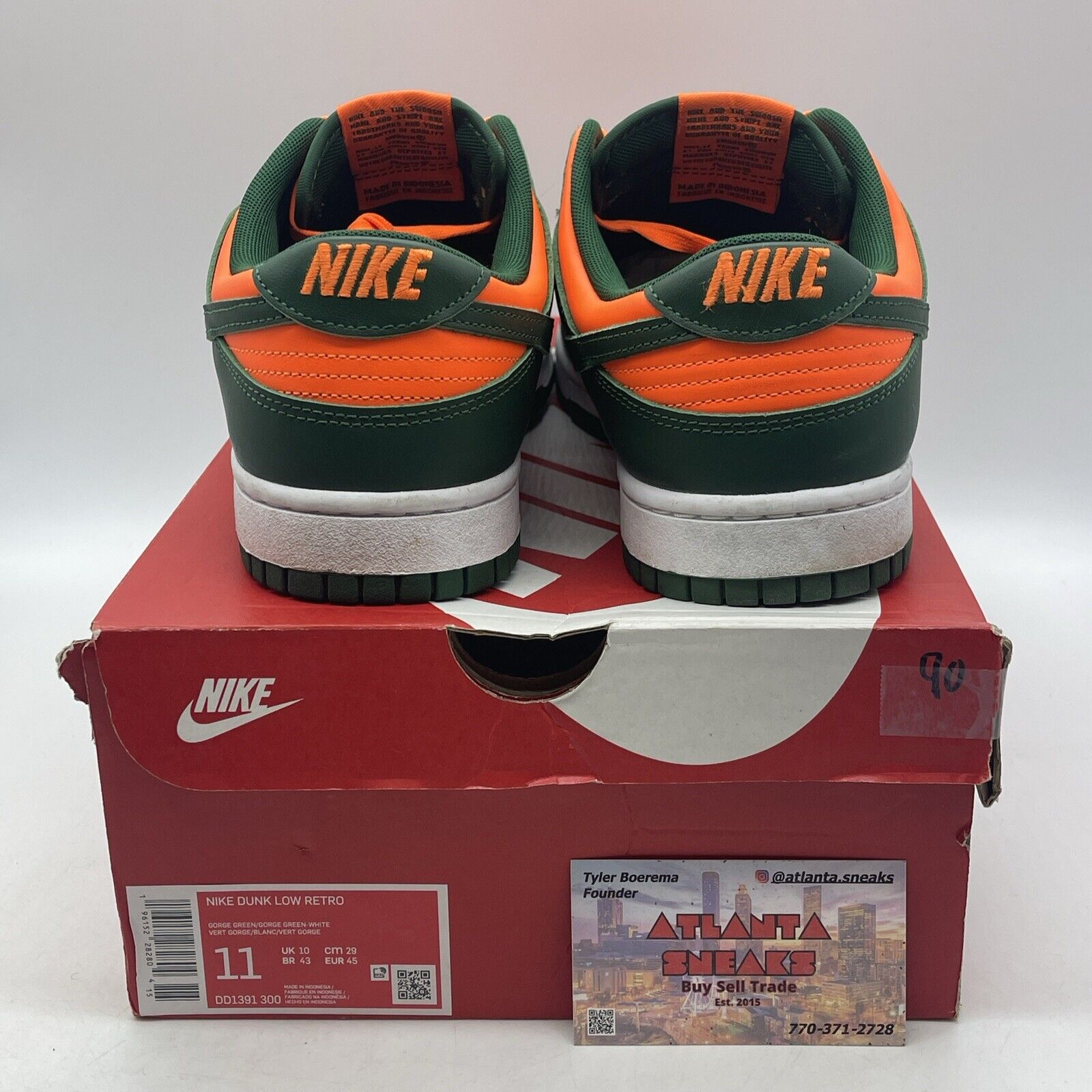 Size 11 - Nike Dunk Low Miami Hurricanes Green Orange Leather (DD1391-300)
