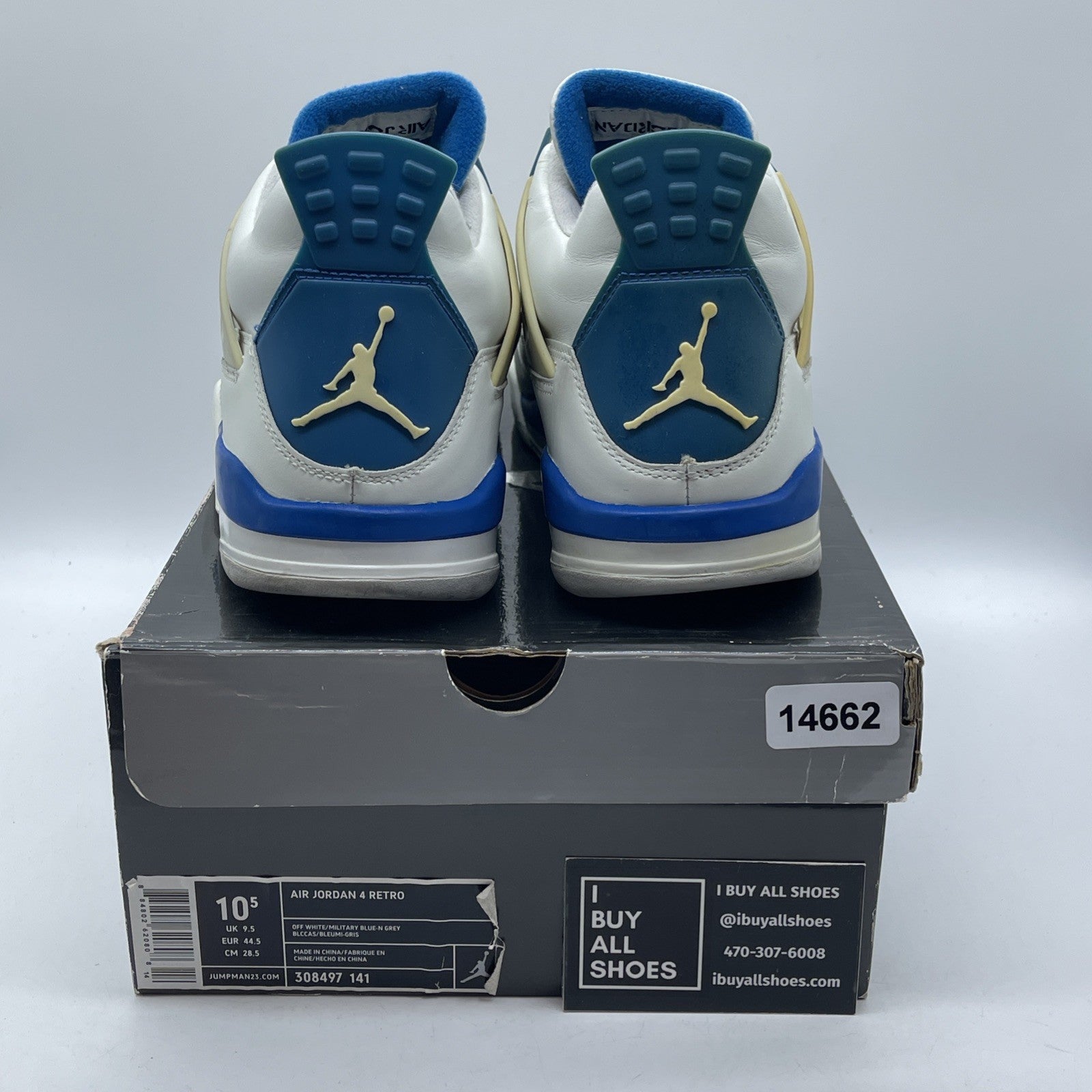 Size 10.5 - Air Jordan 4 Retro 2006 Military Blue White Suede (308497-141)