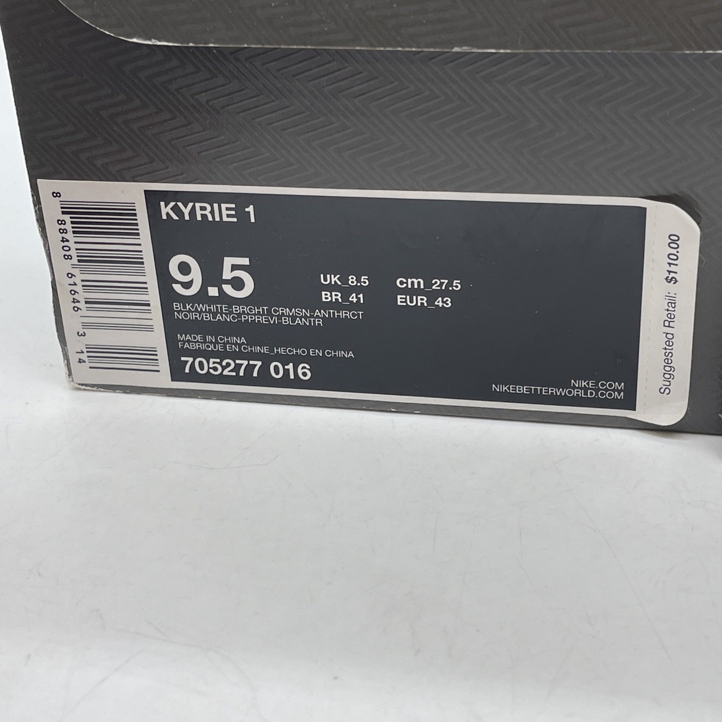 Size 9.5 - Nike Kyrie 1 Dream Black Pink Red Suede Leather (705277-016)