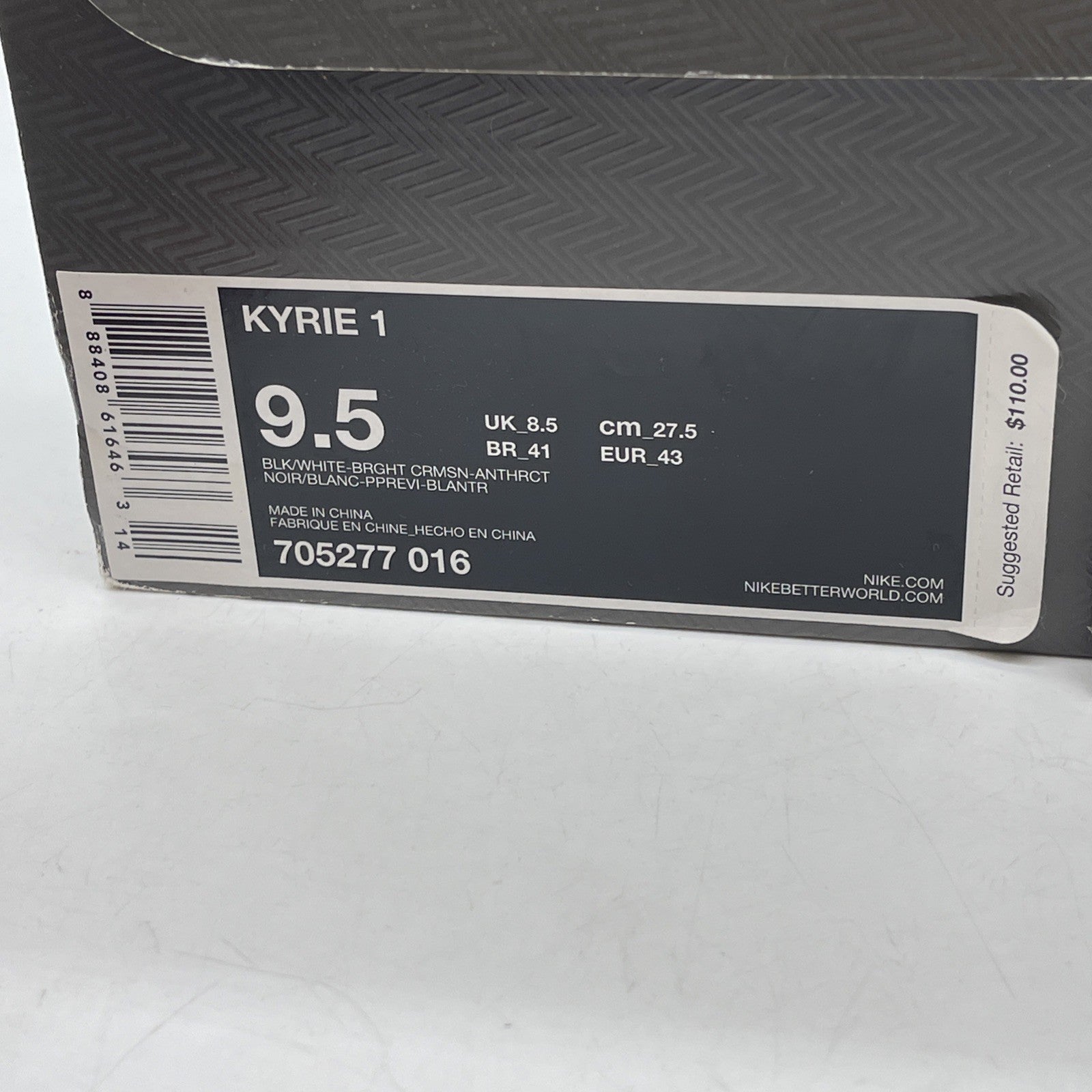 Size 9.5 - Nike Kyrie 1 Dream Black Pink Red Suede Leather (705277-016)