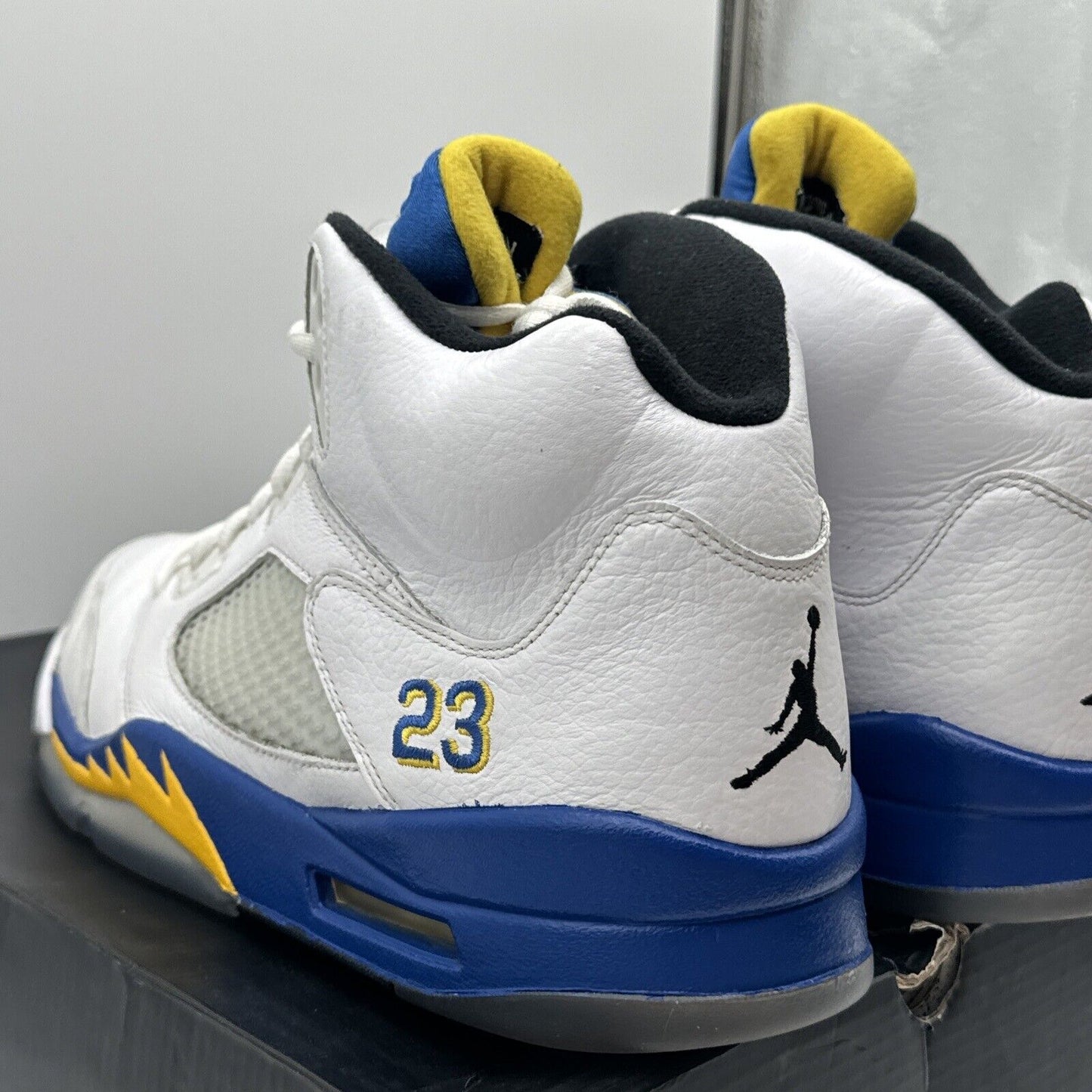 Size 13 - Jordan 5 Retro Laney 2013 White Leather Tumbled Yellow Blue OG Box Icy