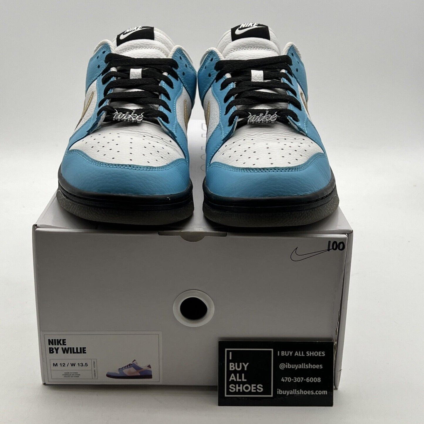 Size 12 - Nike Dunk Low By You Turquoise/Black/Cream Swoosh