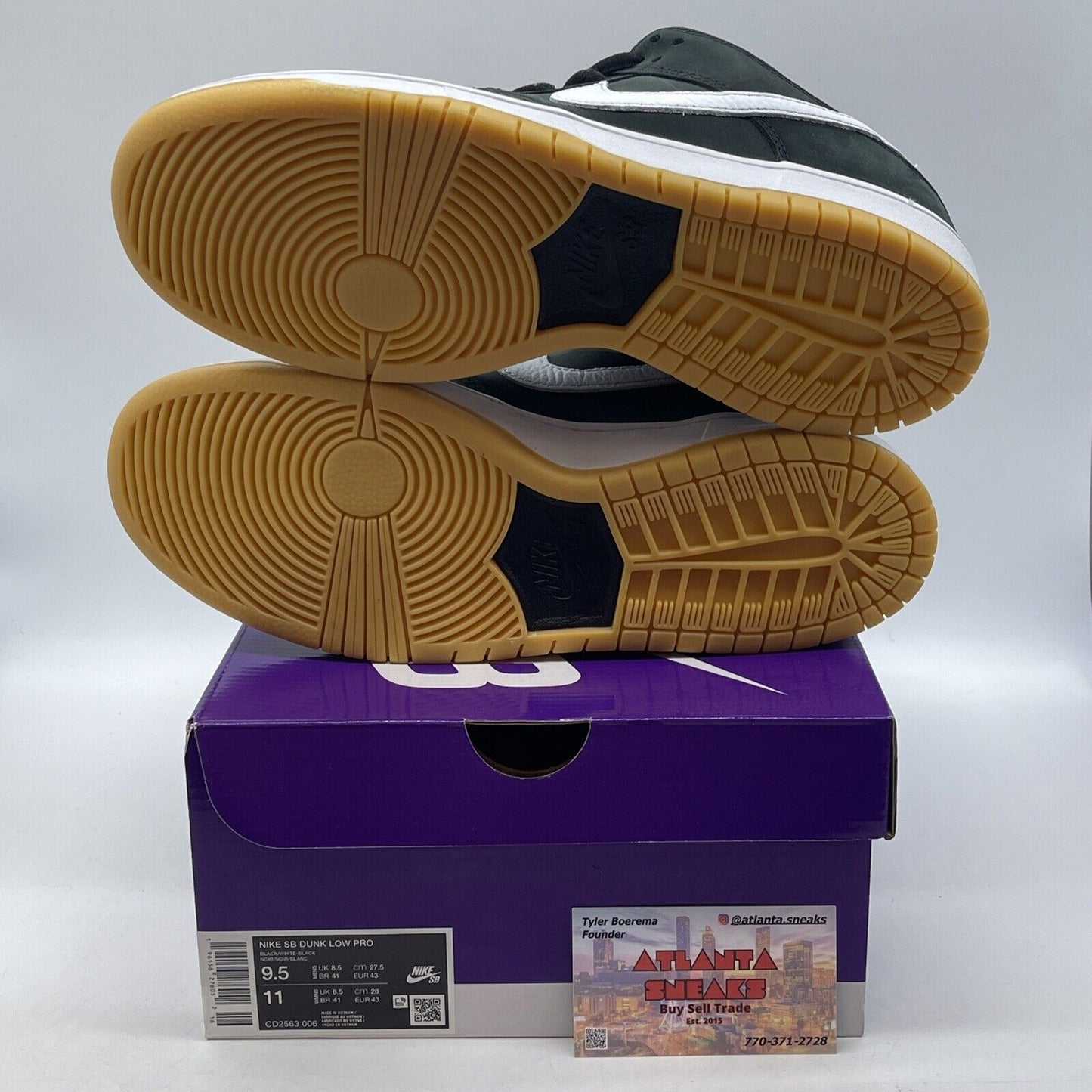 Size 9.5 - Nike Dunk Low SB Black Gum White Brown Suede (CD2563-006)