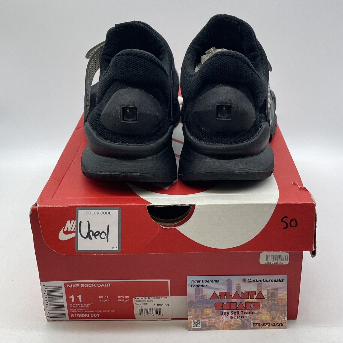 Size 11 - Nike Sock Dart Triple Black (819686-001)