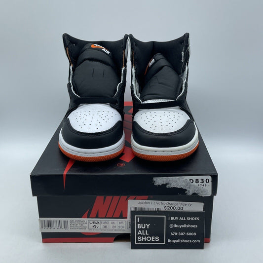 Size 4Y - Jordan 1 Retro High Electro Orange White Black Leather (575441-180)