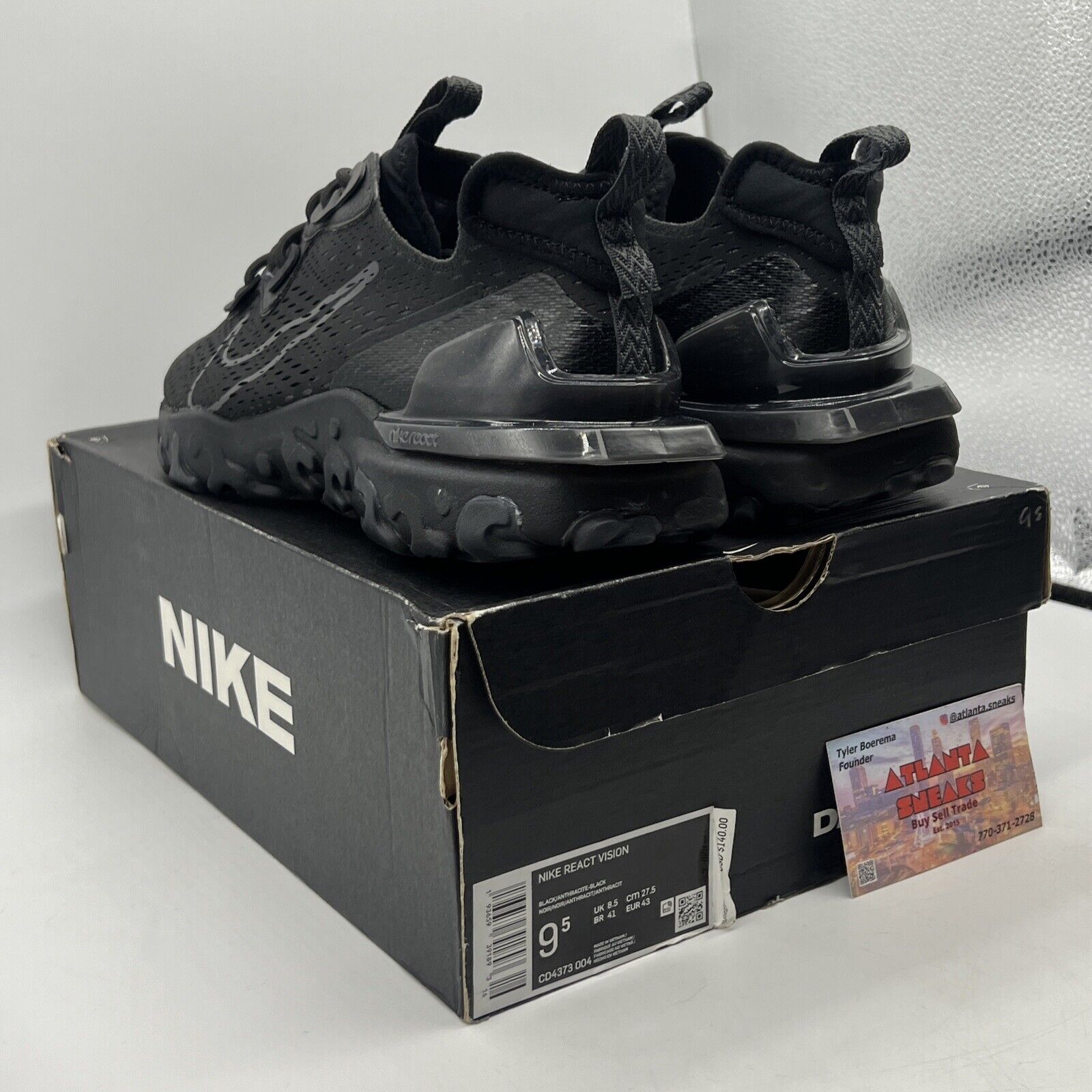 Size 9.5 - Nike React Vision Triple Black (CD4373-004)