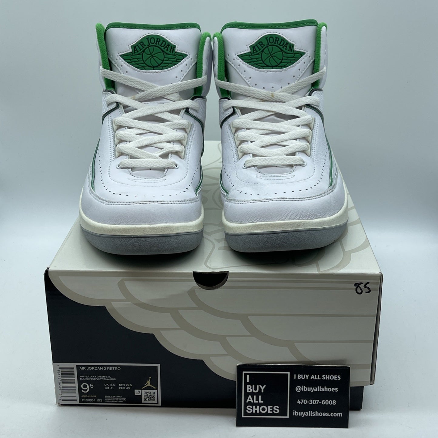 Size 9.5 - Jordan 2 Retro Lucky Green White Leather (DR8884-103)
