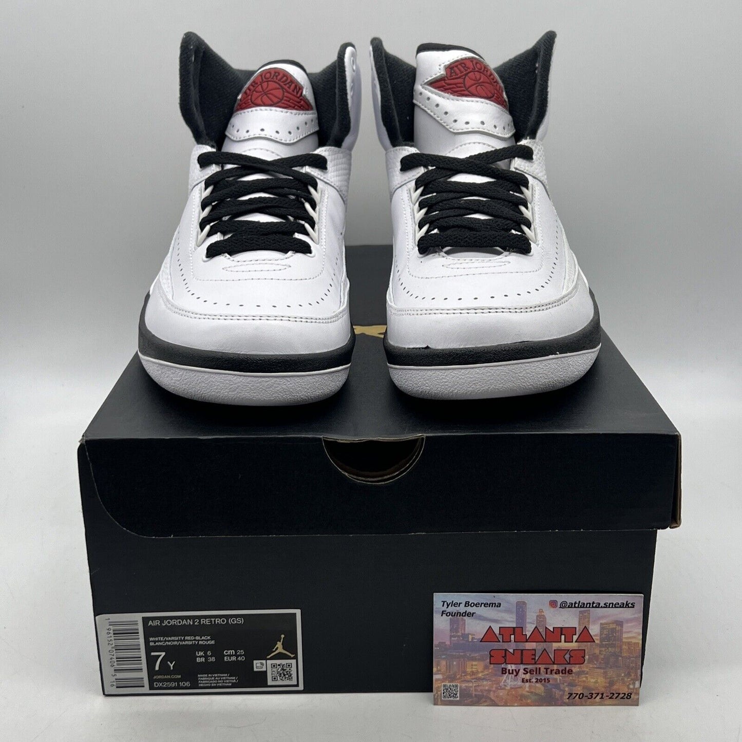 Air Jordan 2 Retro 'OG' Chicago (DX2591-106) GS Size 7Y White Black Red Leather