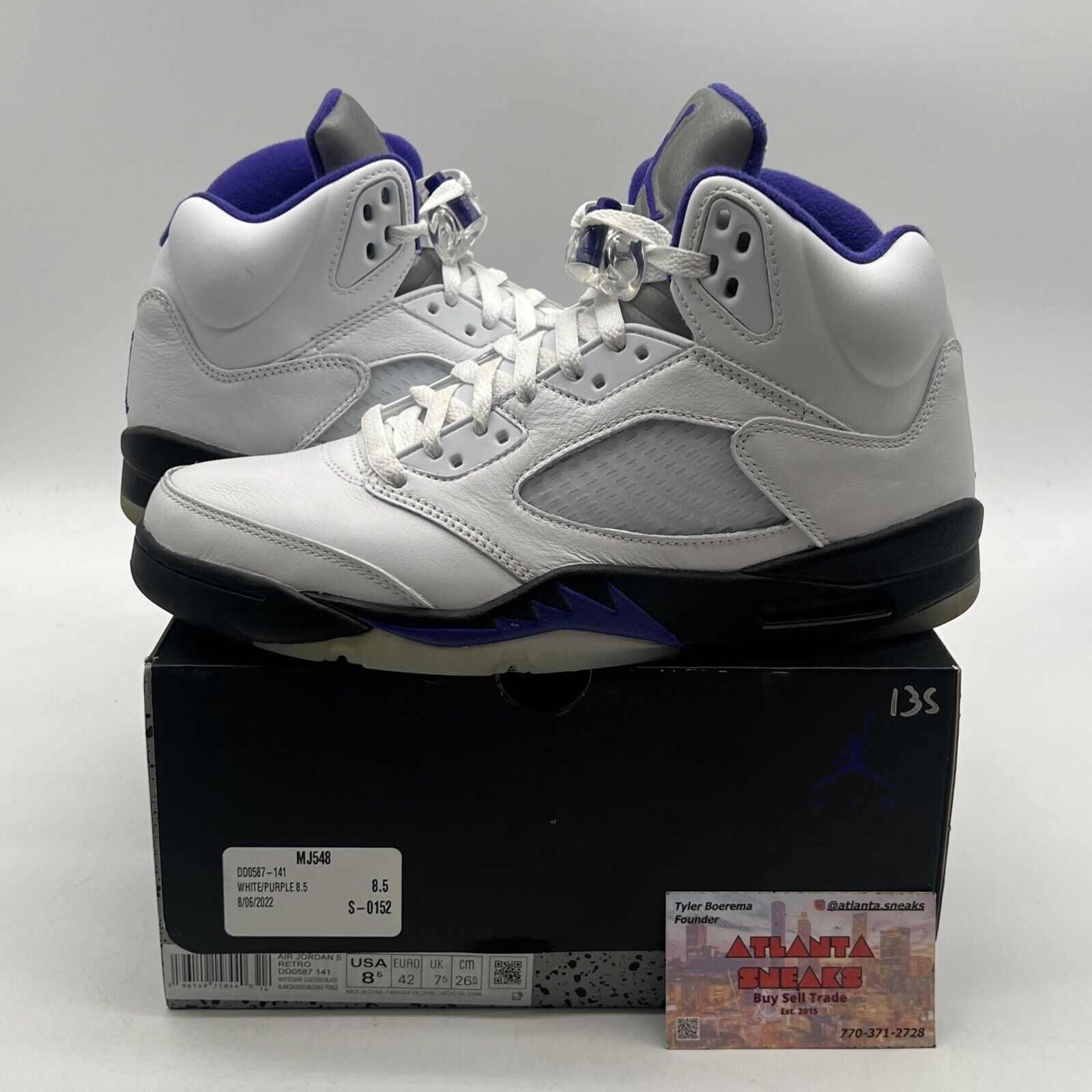 Size 8.5 - Jordan 5 Concord 2022 Black White Purple Leather (DD0587-141)