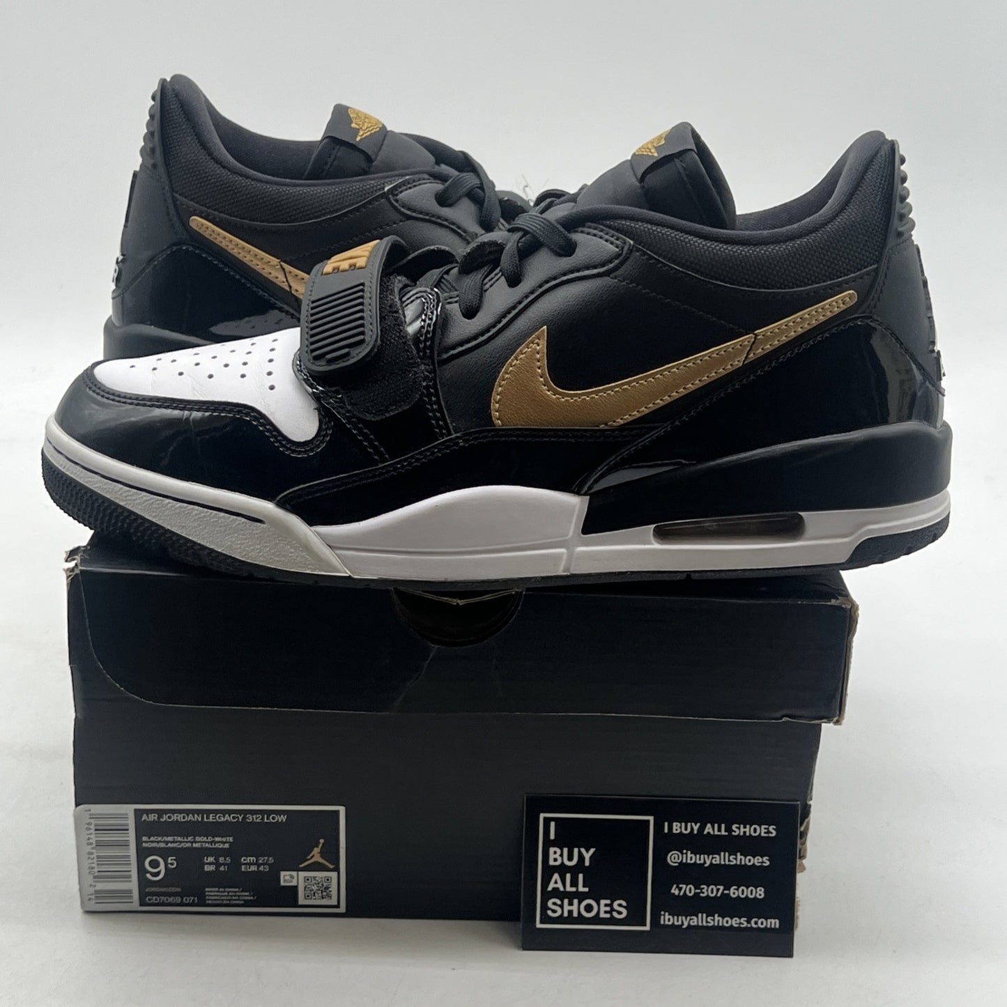 Size 9.5 - Jordan Legacy 312 Low Black Metallic Gold (CD7069-071)