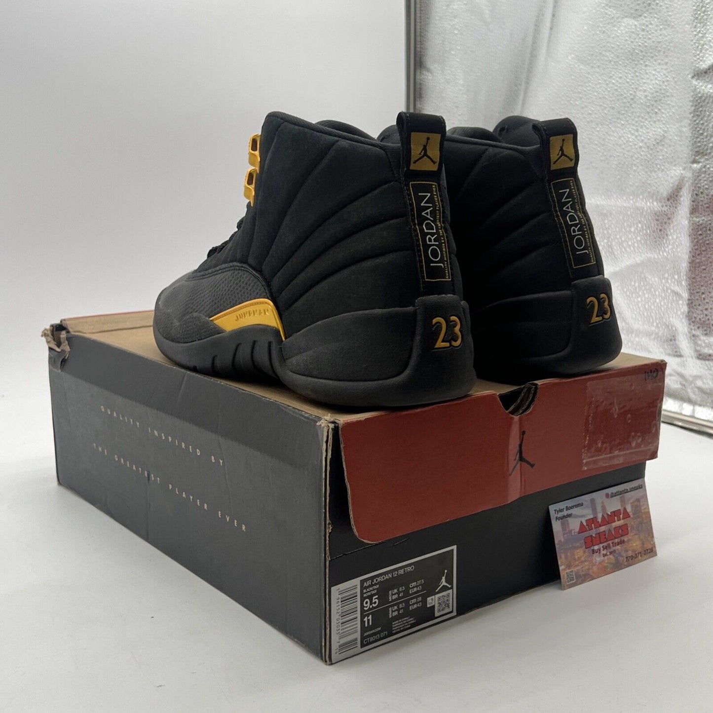 Size 9.5 - Air Jordan 12 Retro Mid Black Taxi (CT8013-071)