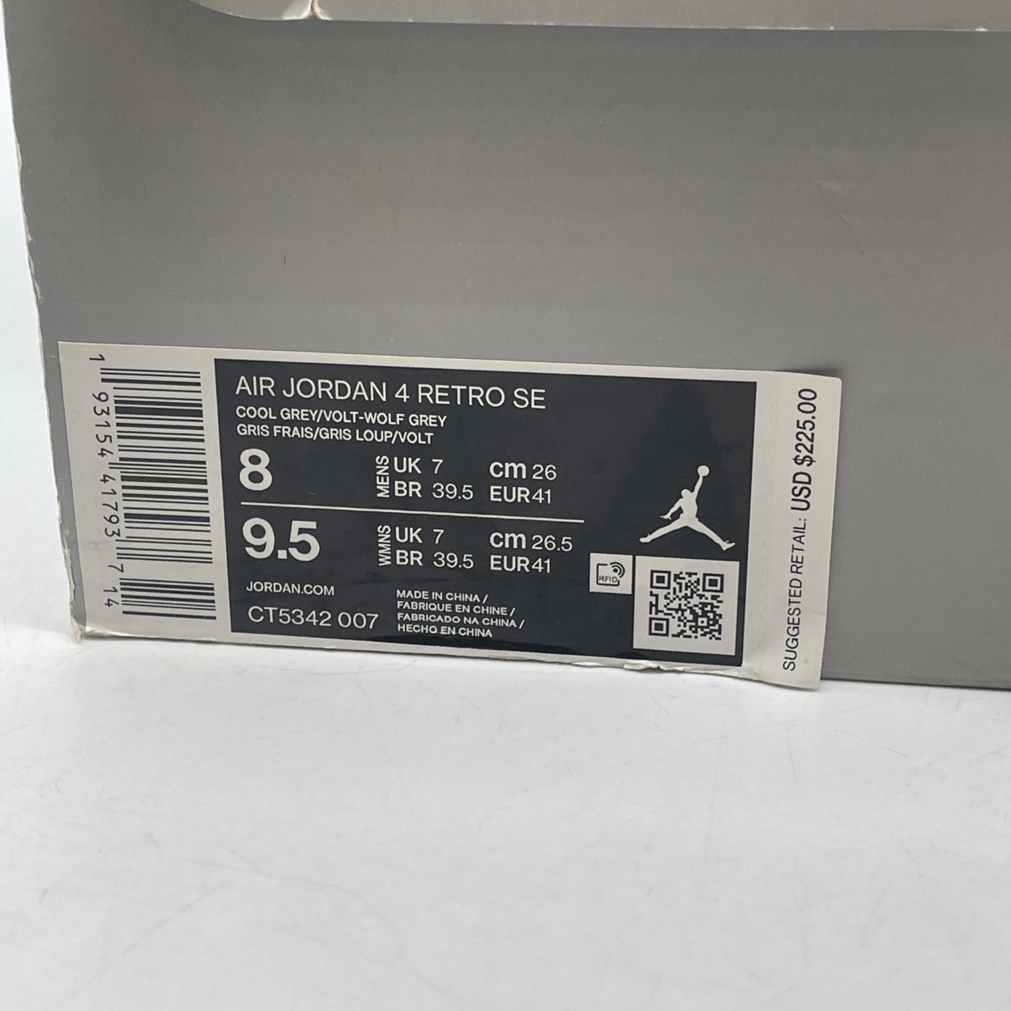 Size 8 - Jordan 4 Retro SE Mid Neon 95 Grey Black Suede (CT5342-007)