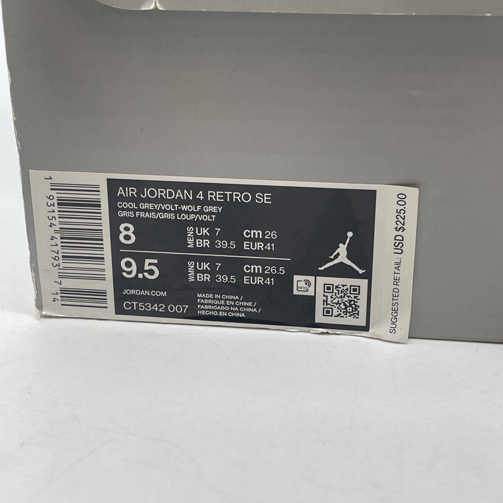 Size 8 - Jordan 4 Retro SE Mid Neon 95 Grey Black Suede (CT5342-007)