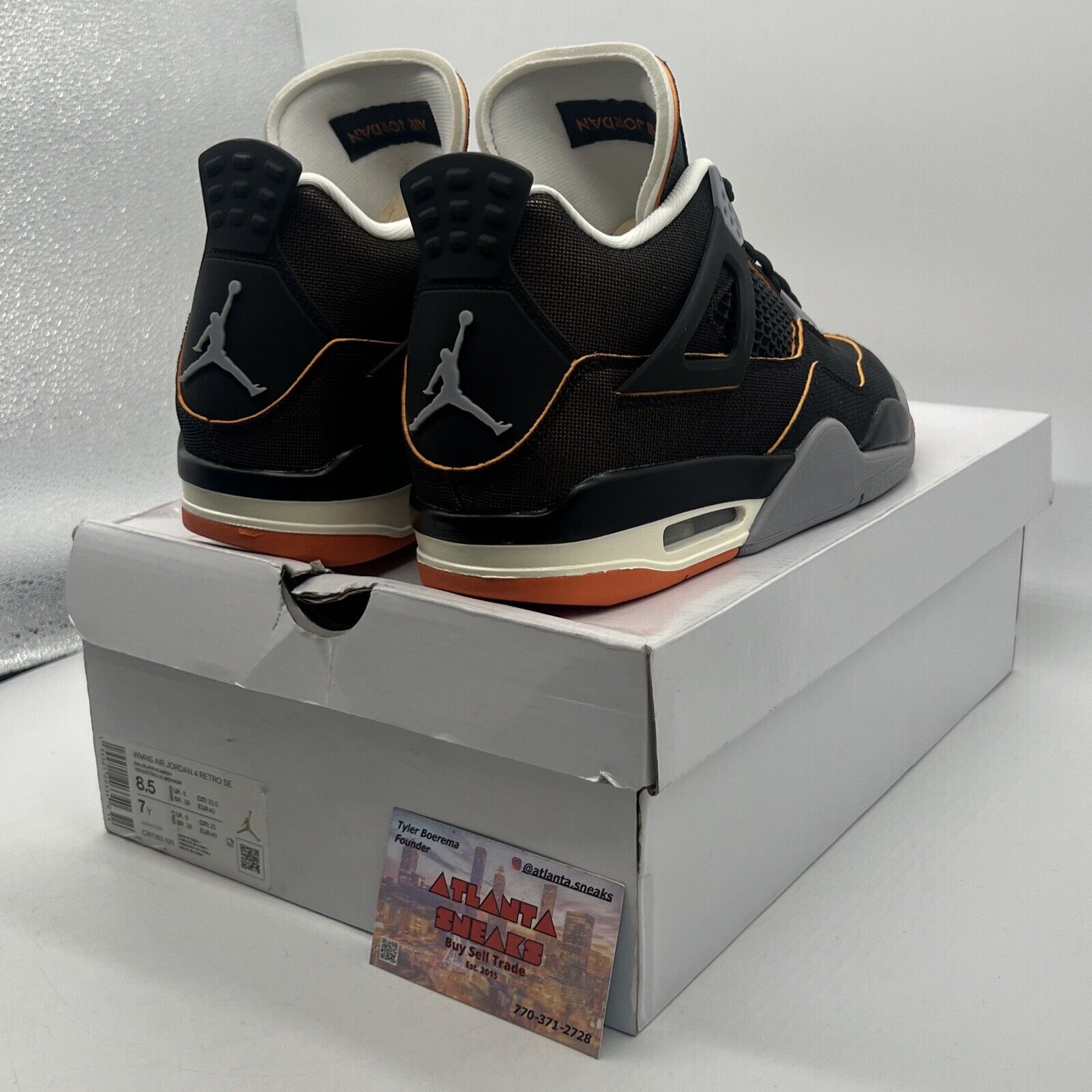 Size 8.5 - Air Jordan 4 Retro Starfish W Black Orange Grey (CW7183-100)