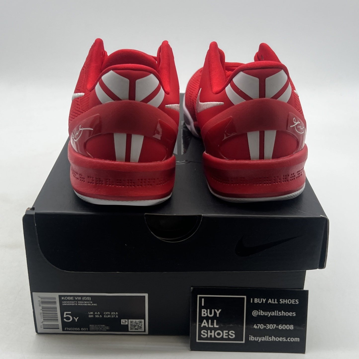 Size 5Y - Nike Kobe 8 University Red Basketball Sneakers (FN0266-601)