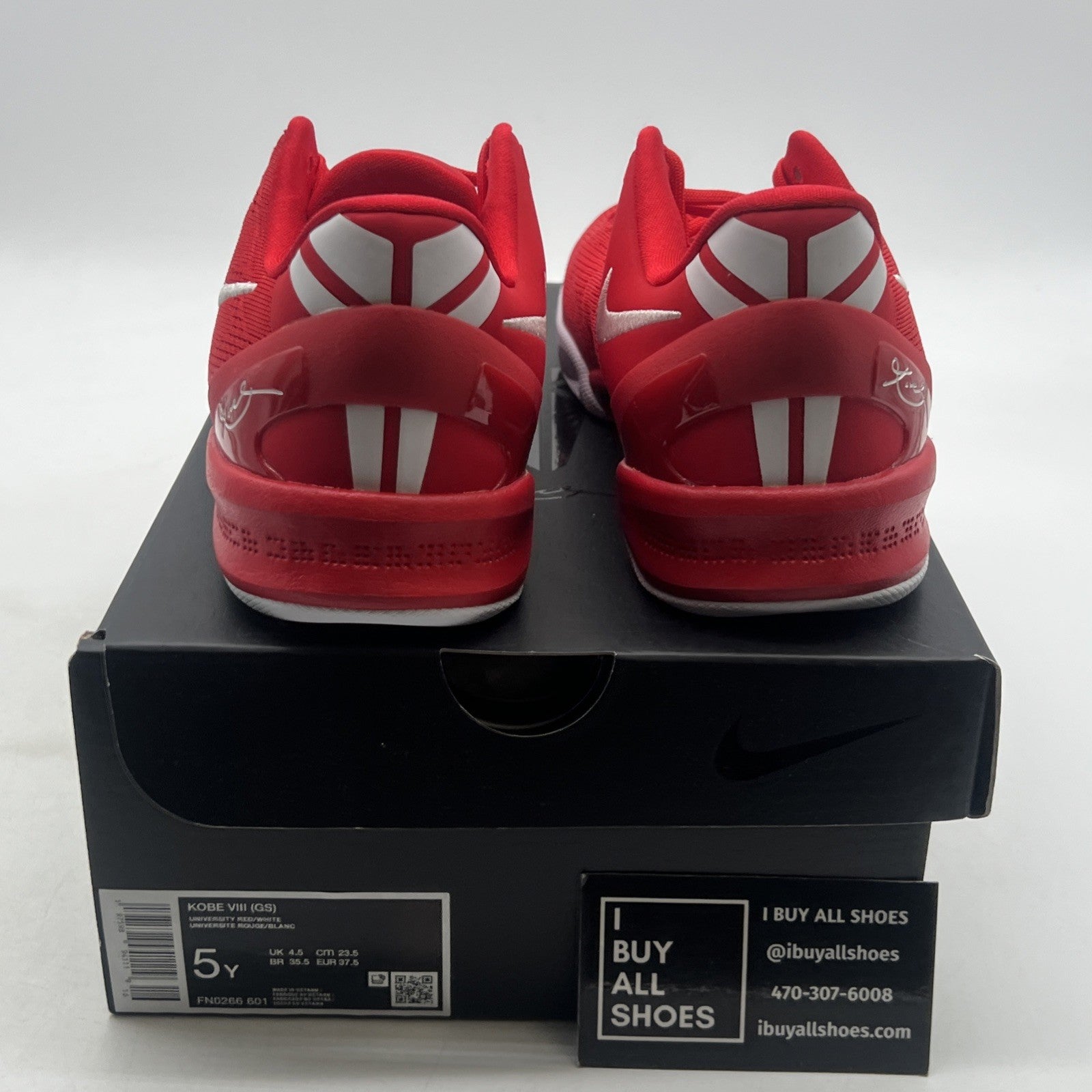 Size 5Y - Nike Kobe 8 University Red Basketball Sneakers (FN0266-601)