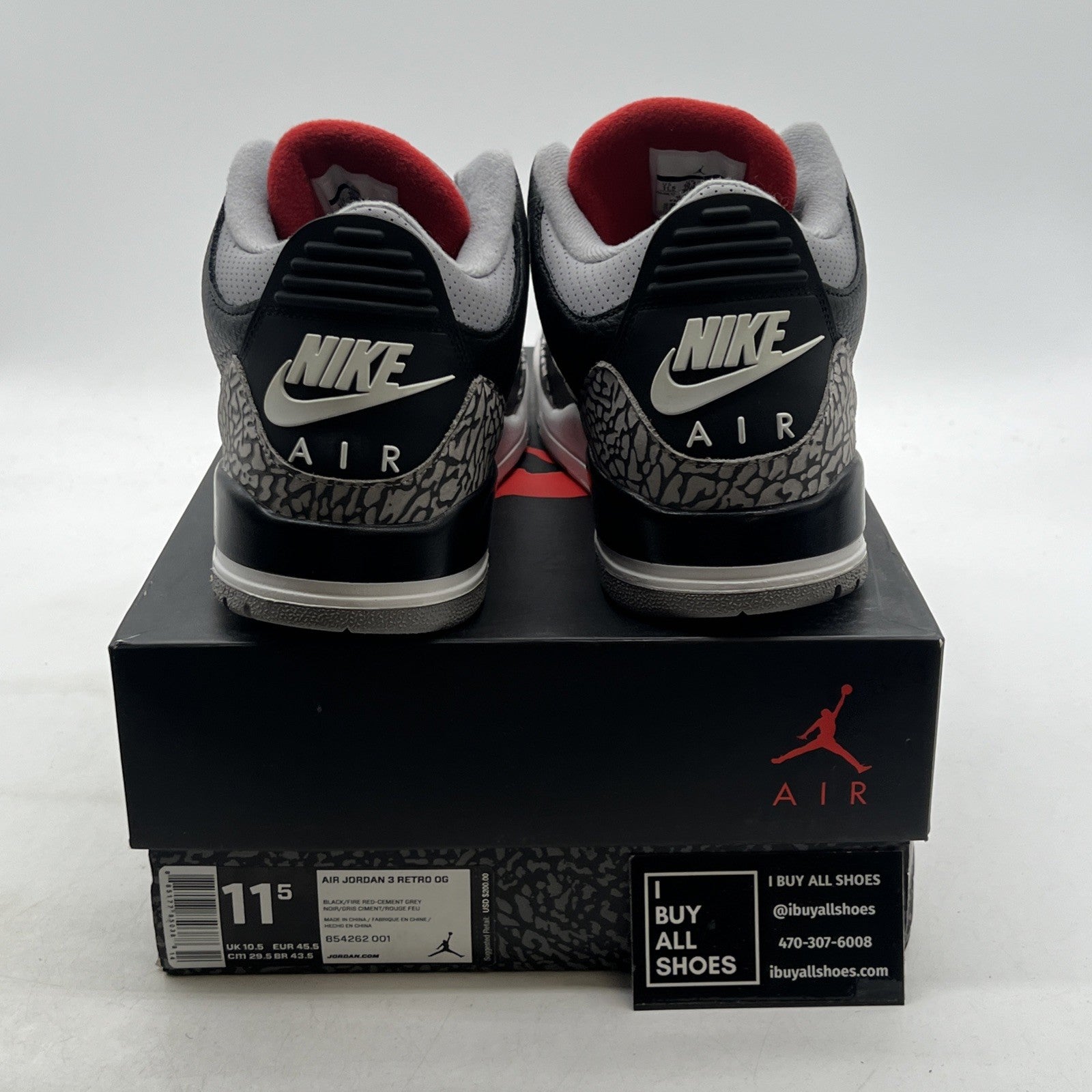 Size 11.5 - Air Jordan 3 Retro OG Mid Black Cement (854262-001)