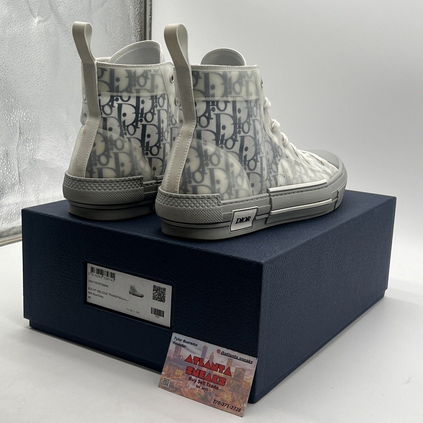 Size 11.5 - Dior B23 High Dior Oblique - Reflective Grey Navy (3SH118YNT-H568)