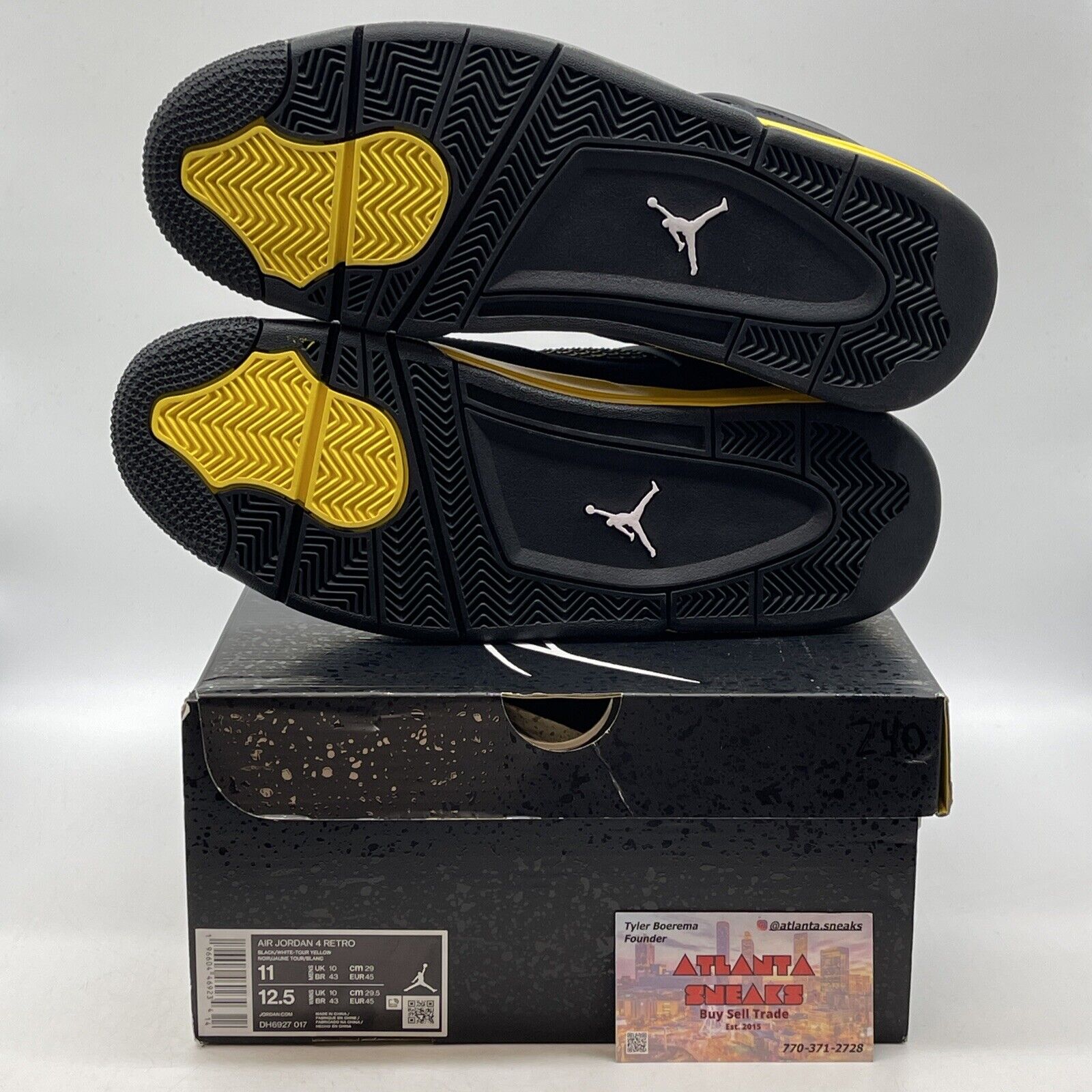 Size 11 - Jordan 4 Retro Mid Thunder Black Yellow Suede (DH6927-017)